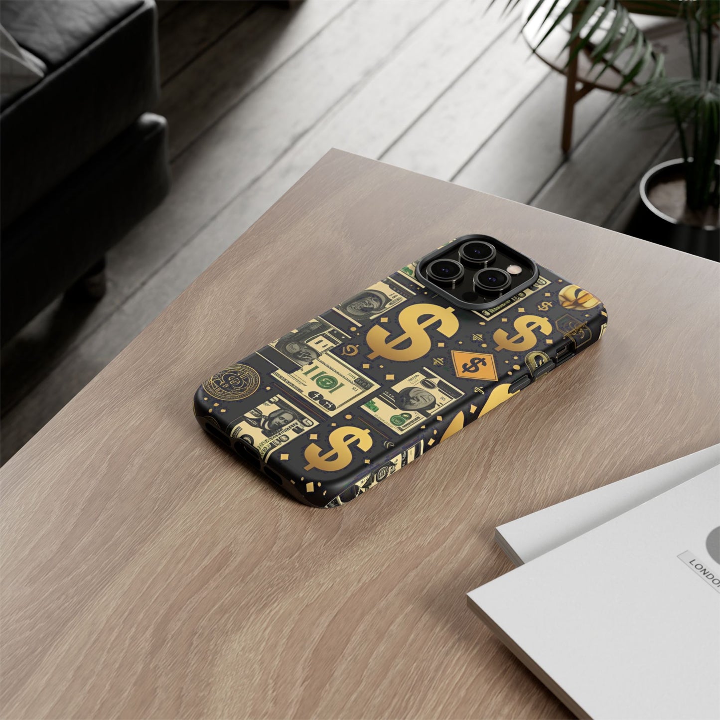 Phone Cases - Gold and Black Dollar Pattern for Luxury Streetwear Enthusiasts