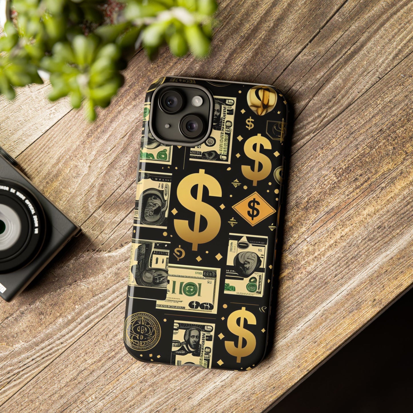Phone Cases - Gold and Black Dollar Pattern for Luxury Streetwear Enthusiasts