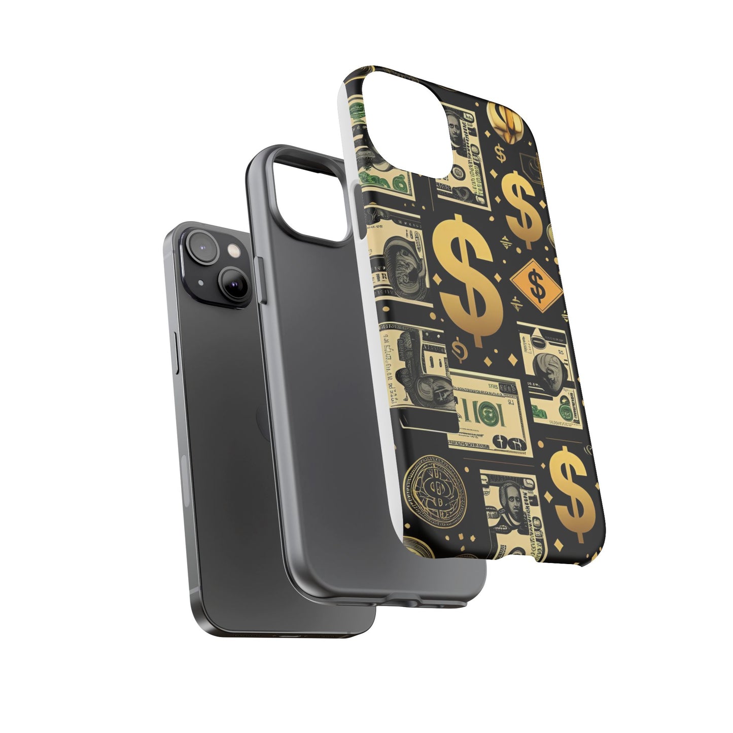 Phone Cases - Gold and Black Dollar Pattern for Luxury Streetwear Enthusiasts