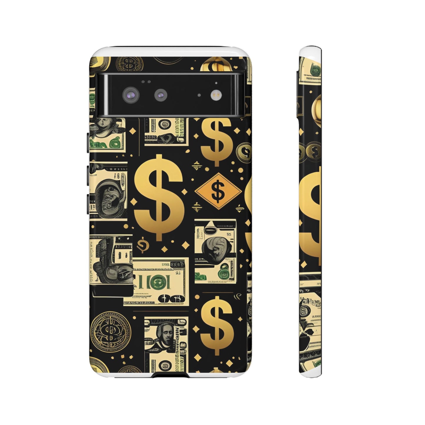 Phone Cases - Gold and Black Dollar Pattern for Luxury Streetwear Enthusiasts