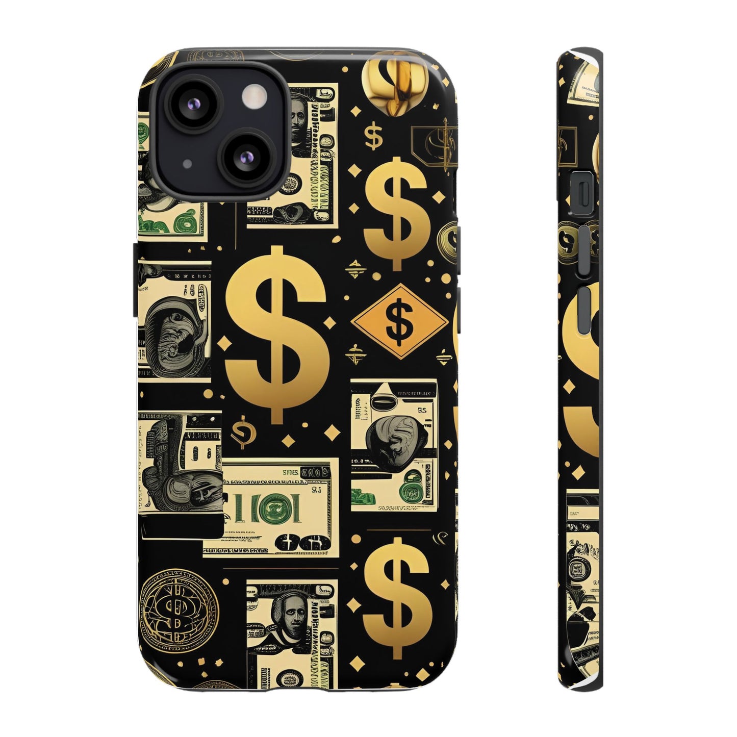 Phone Cases - Gold and Black Dollar Pattern for Luxury Streetwear Enthusiasts