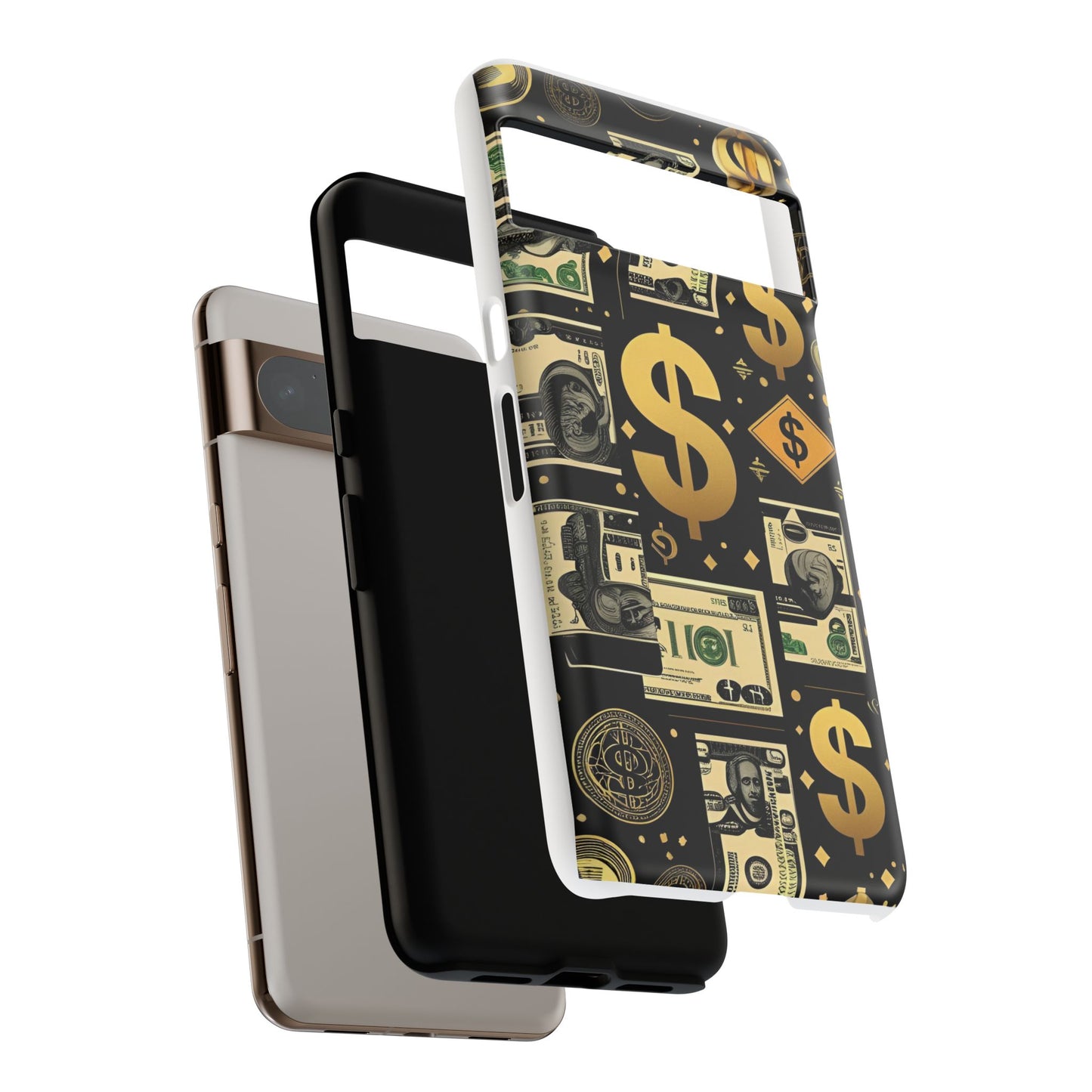 Phone Cases - Gold and Black Dollar Pattern for Luxury Streetwear Enthusiasts