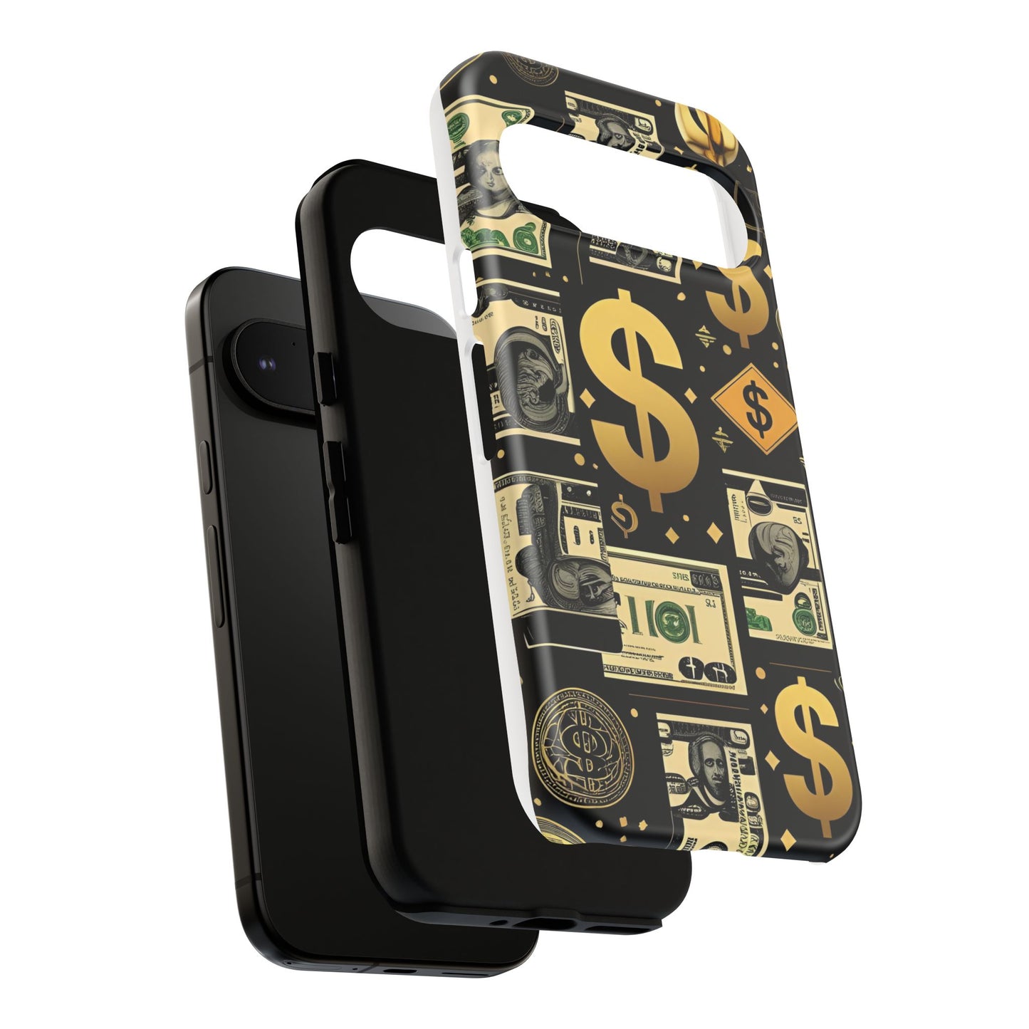 Phone Cases - Gold and Black Dollar Pattern for Luxury Streetwear Enthusiasts