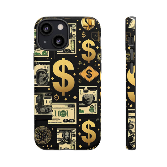 Phone Cases - Gold and Black Dollar Pattern for Luxury Streetwear Enthusiasts