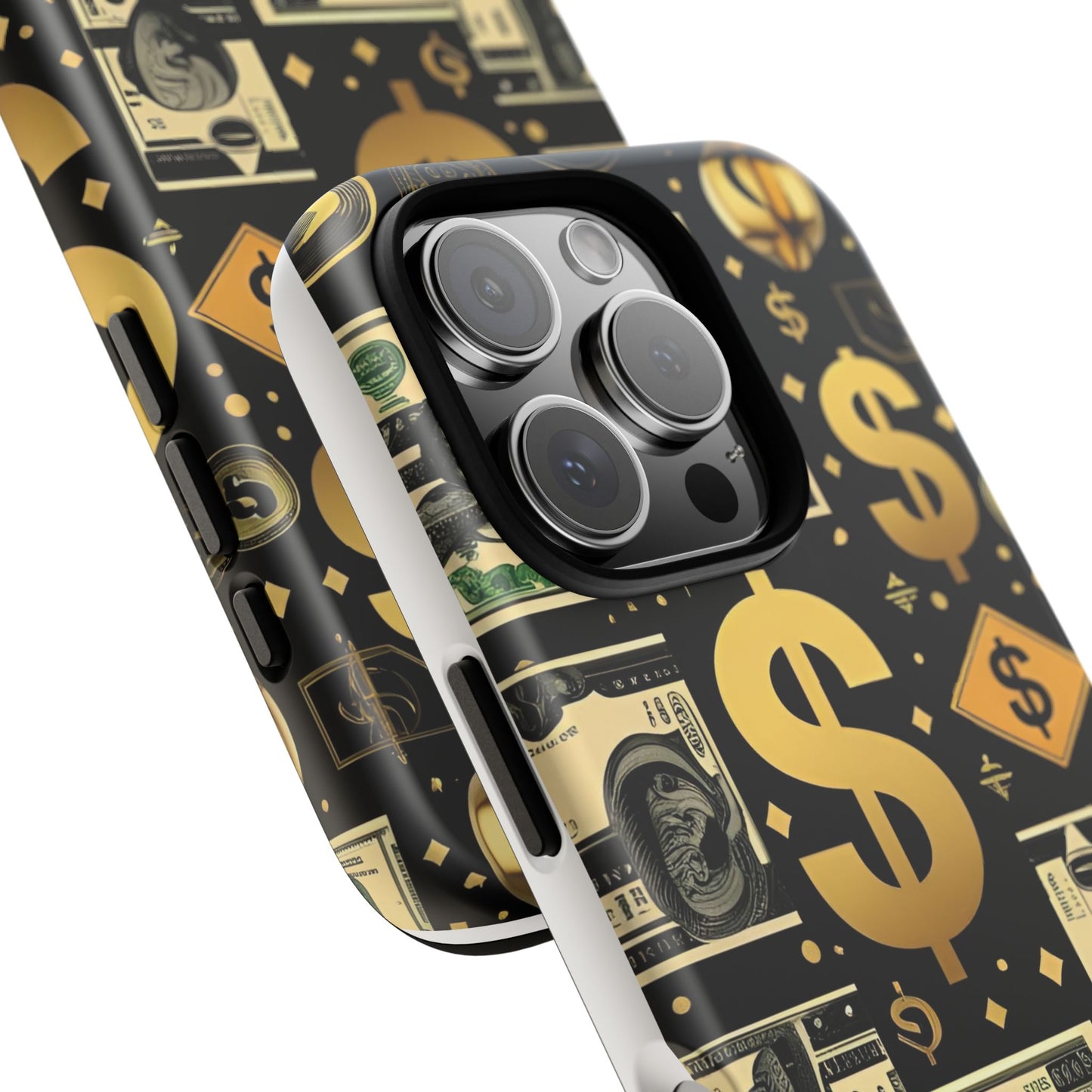Phone Cases - Gold and Black Dollar Pattern for Luxury Streetwear Enthusiasts