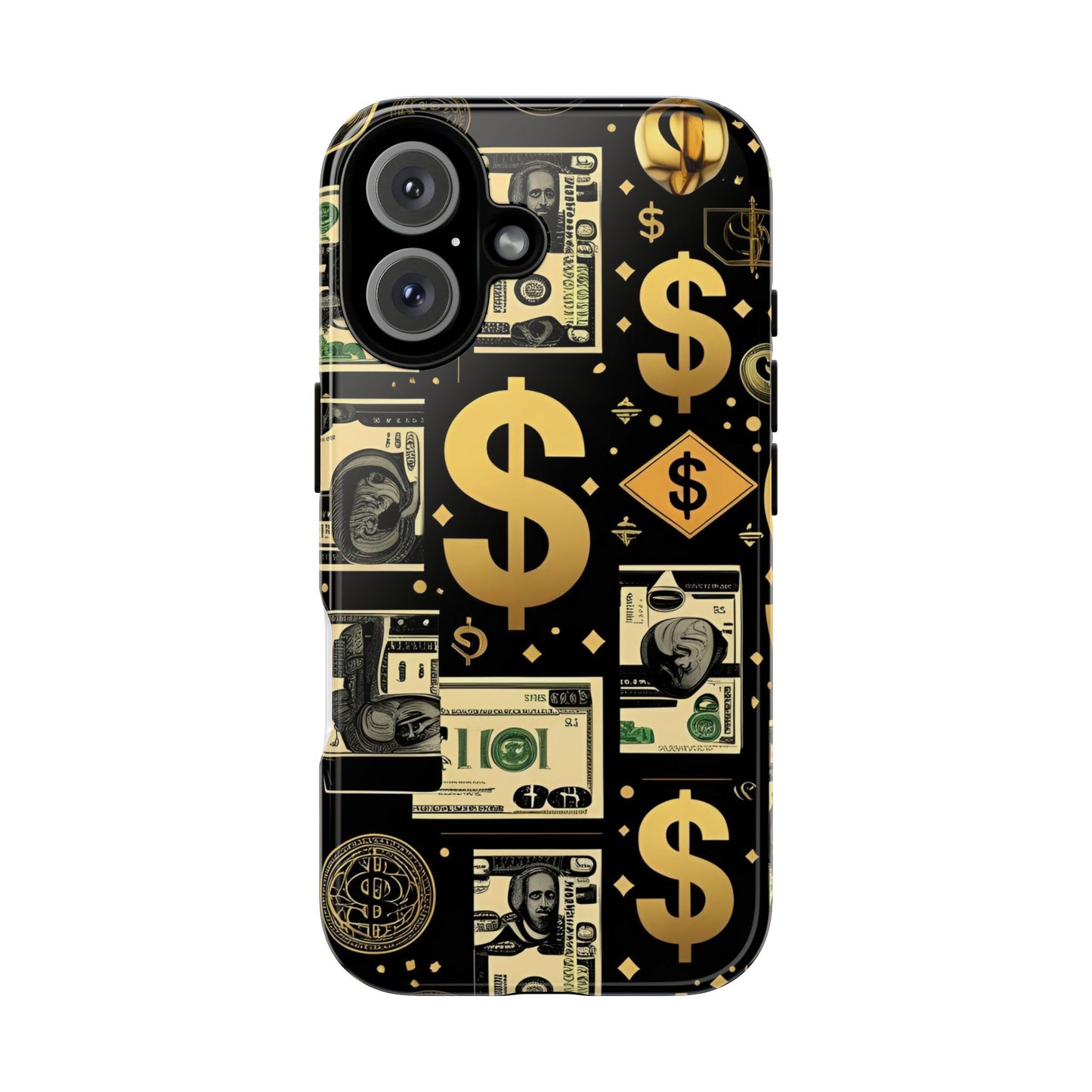 Phone Cases - Gold and Black Dollar Pattern for Luxury Streetwear Enthusiasts