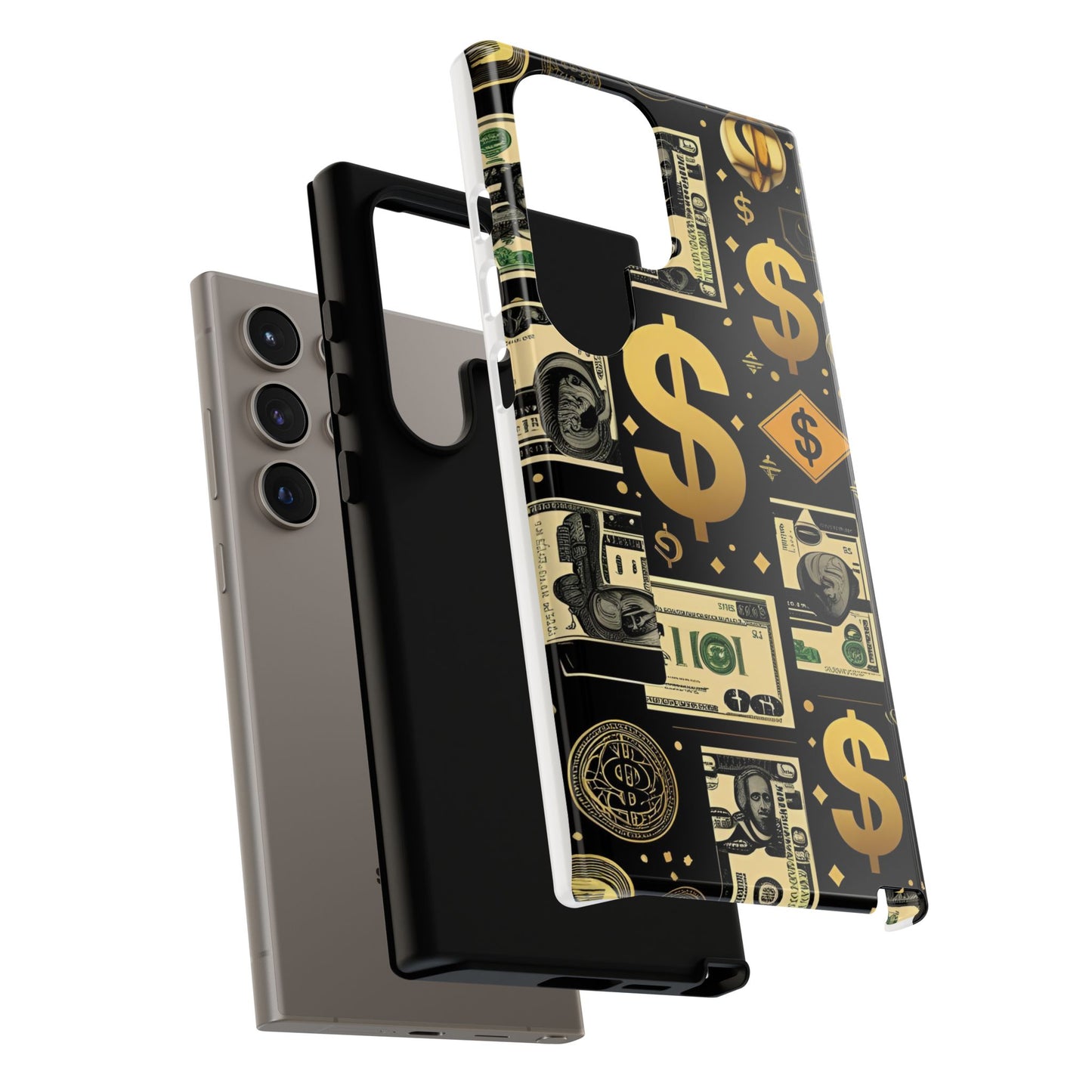 Phone Cases - Gold and Black Dollar Pattern for Luxury Streetwear Enthusiasts