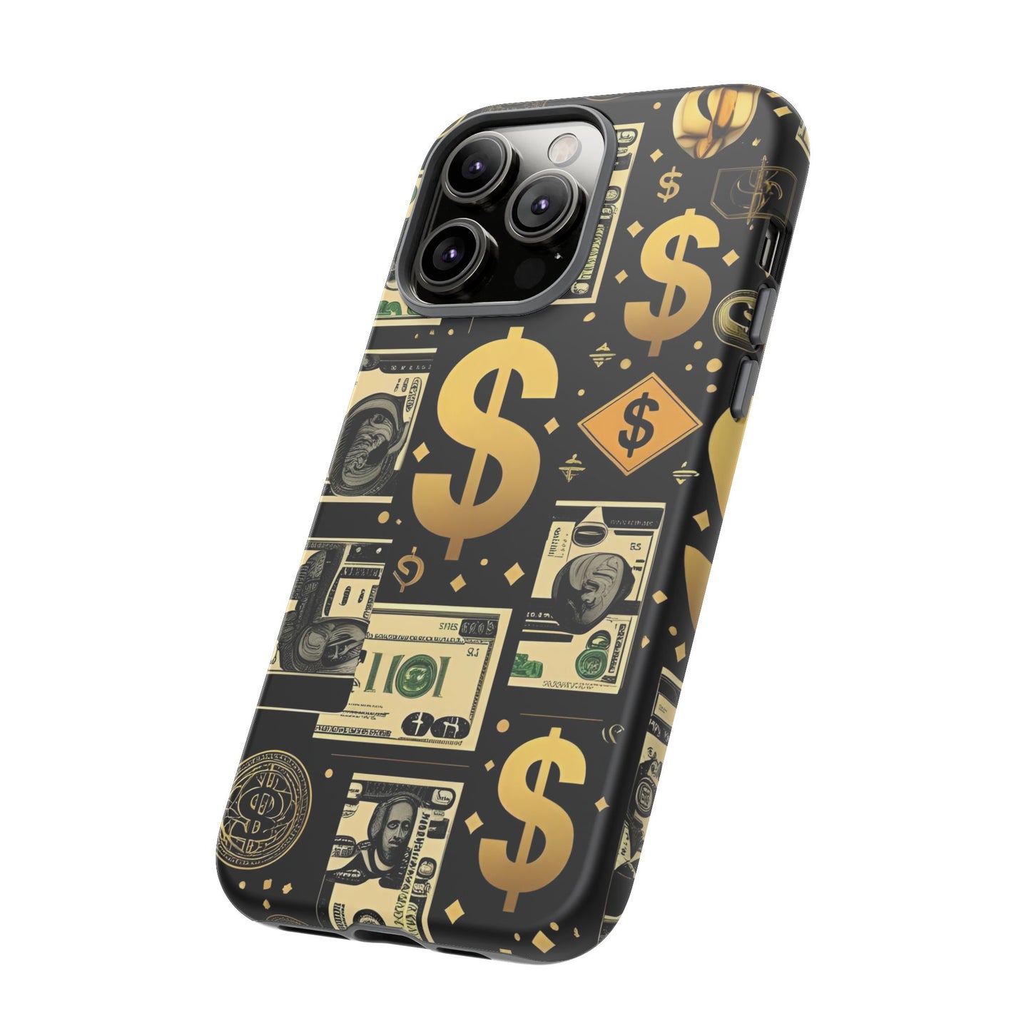 Phone Cases - Gold and Black Dollar Pattern for Luxury Streetwear Enthusiasts