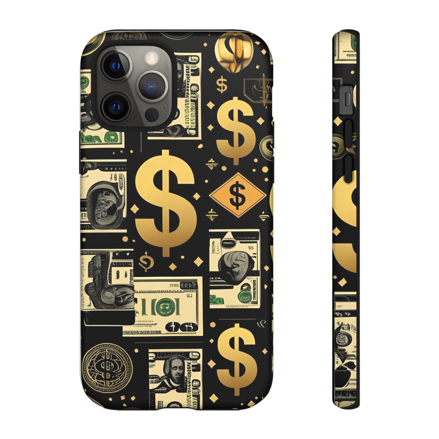Phone Cases - Gold and Black Dollar Pattern for Luxury Streetwear Enthusiasts