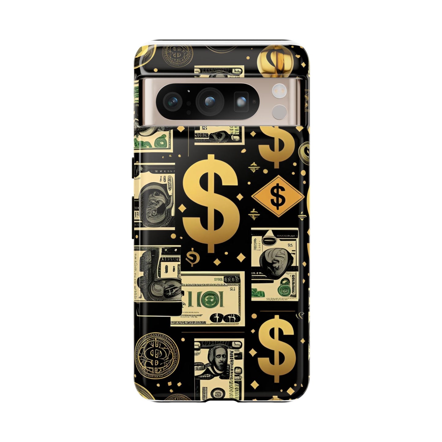Phone Cases - Gold and Black Dollar Pattern for Luxury Streetwear Enthusiasts