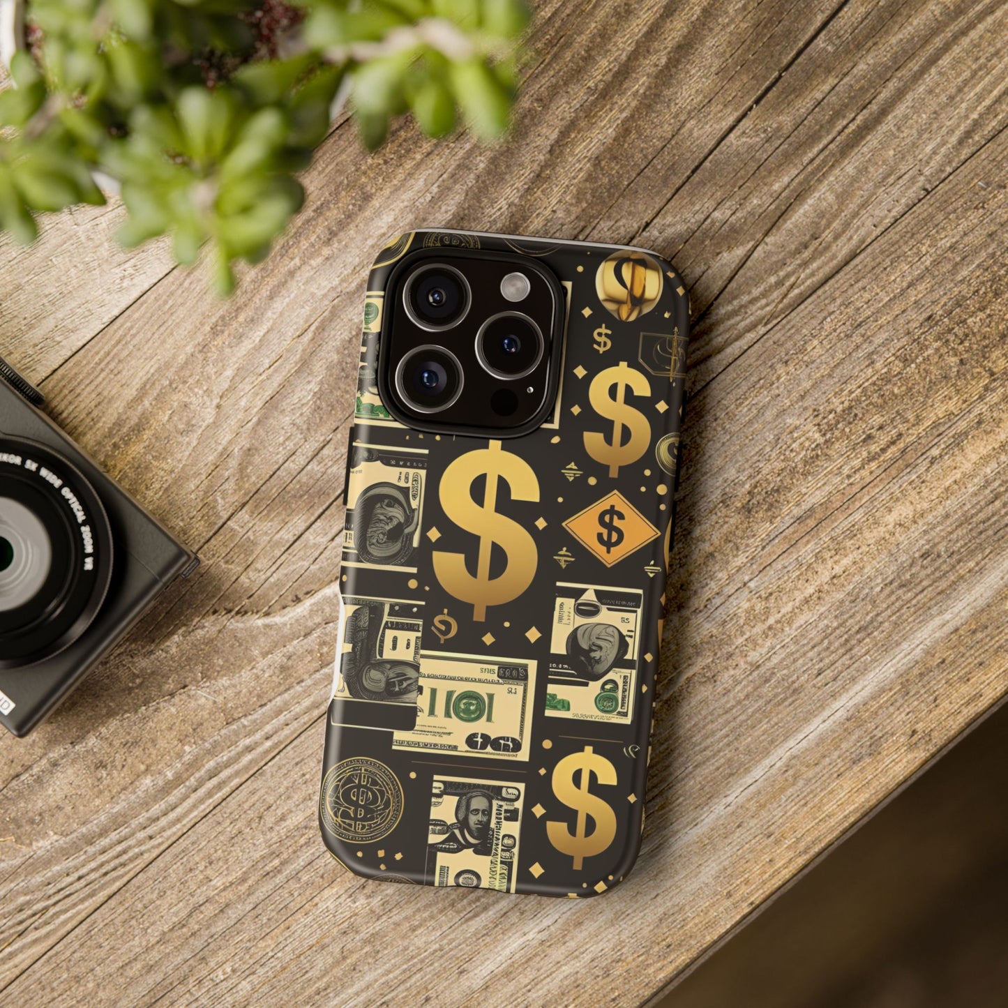 Phone Cases - Gold and Black Dollar Pattern for Luxury Streetwear Enthusiasts