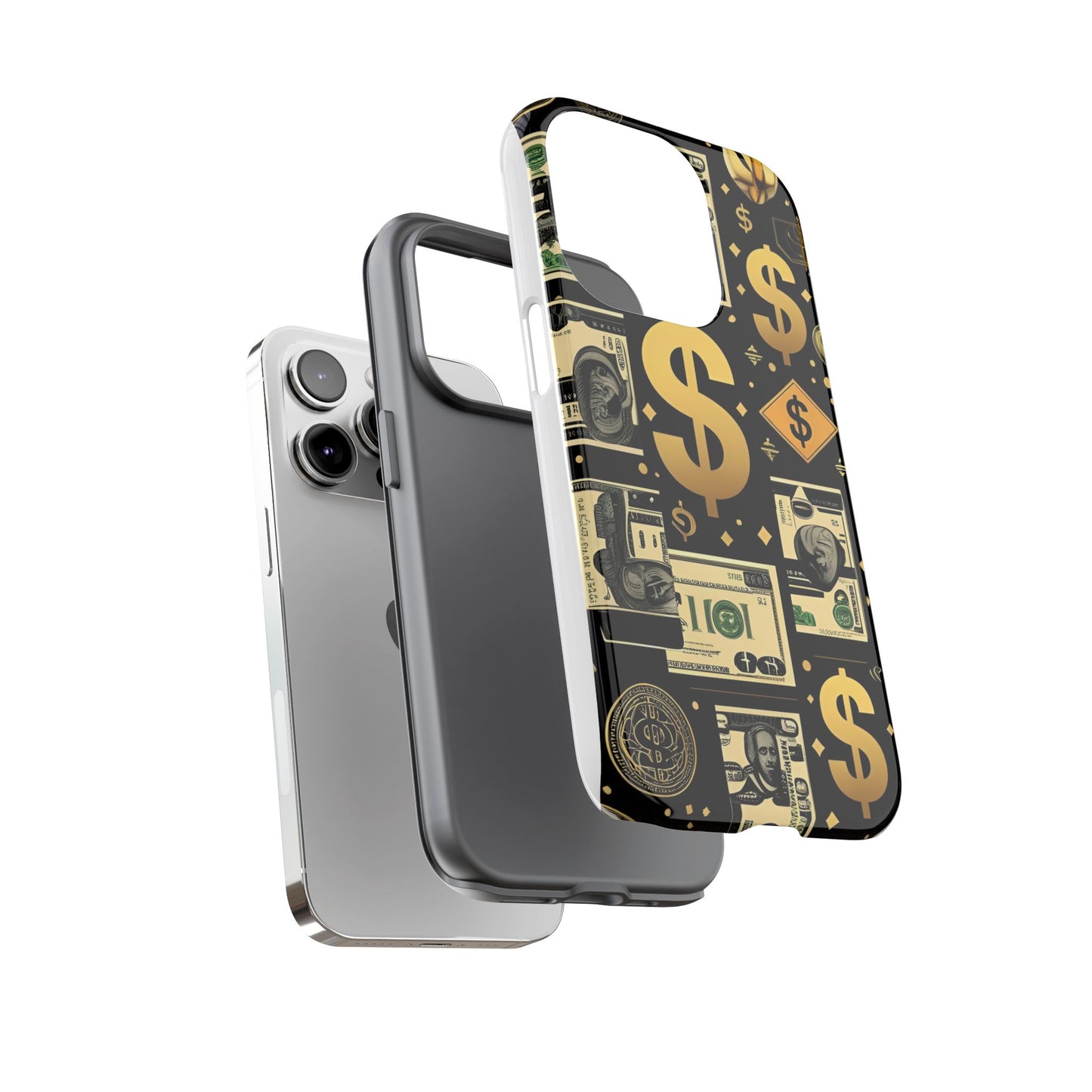 Phone Cases - Gold and Black Dollar Pattern for Luxury Streetwear Enthusiasts