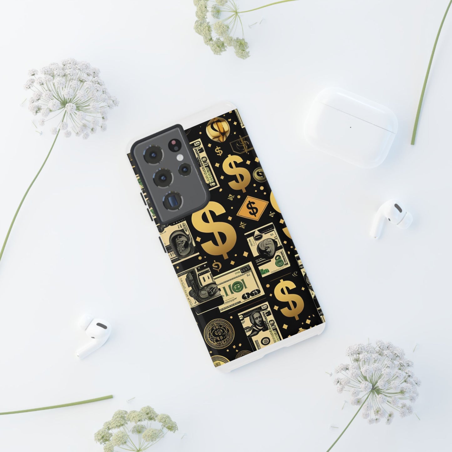 Phone Cases - Gold and Black Dollar Pattern for Luxury Streetwear Enthusiasts