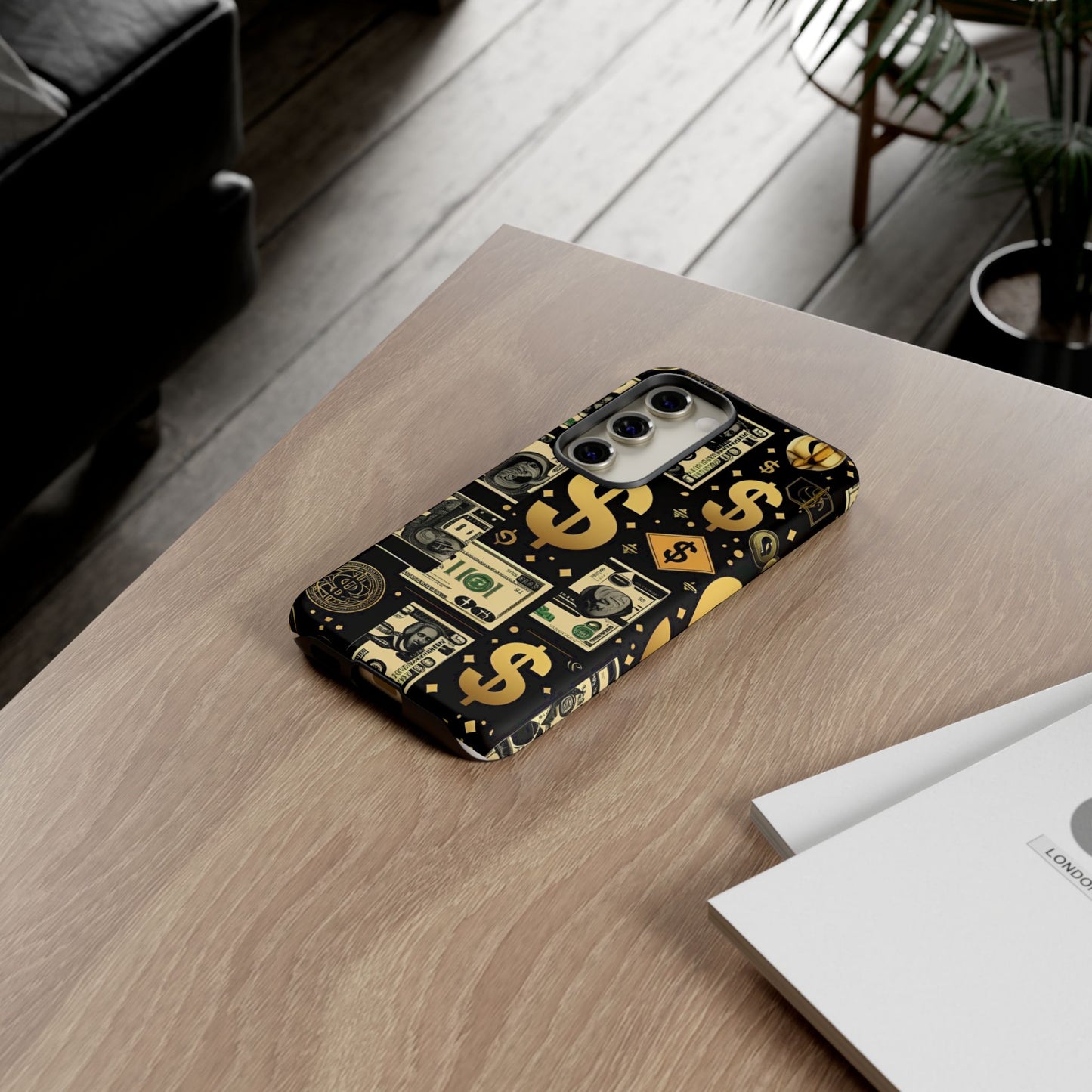 Phone Cases - Gold and Black Dollar Pattern for Luxury Streetwear Enthusiasts