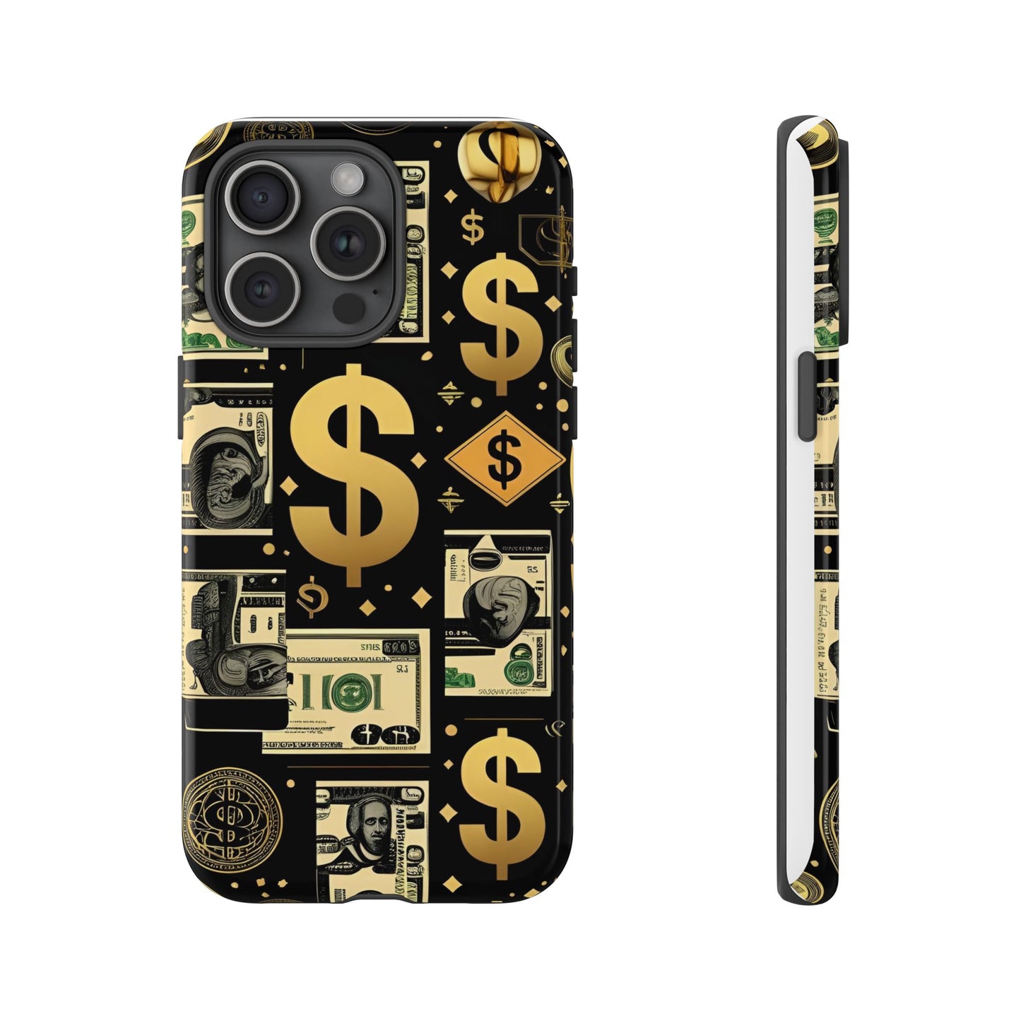Phone Cases - Gold and Black Dollar Pattern for Luxury Streetwear Enthusiasts