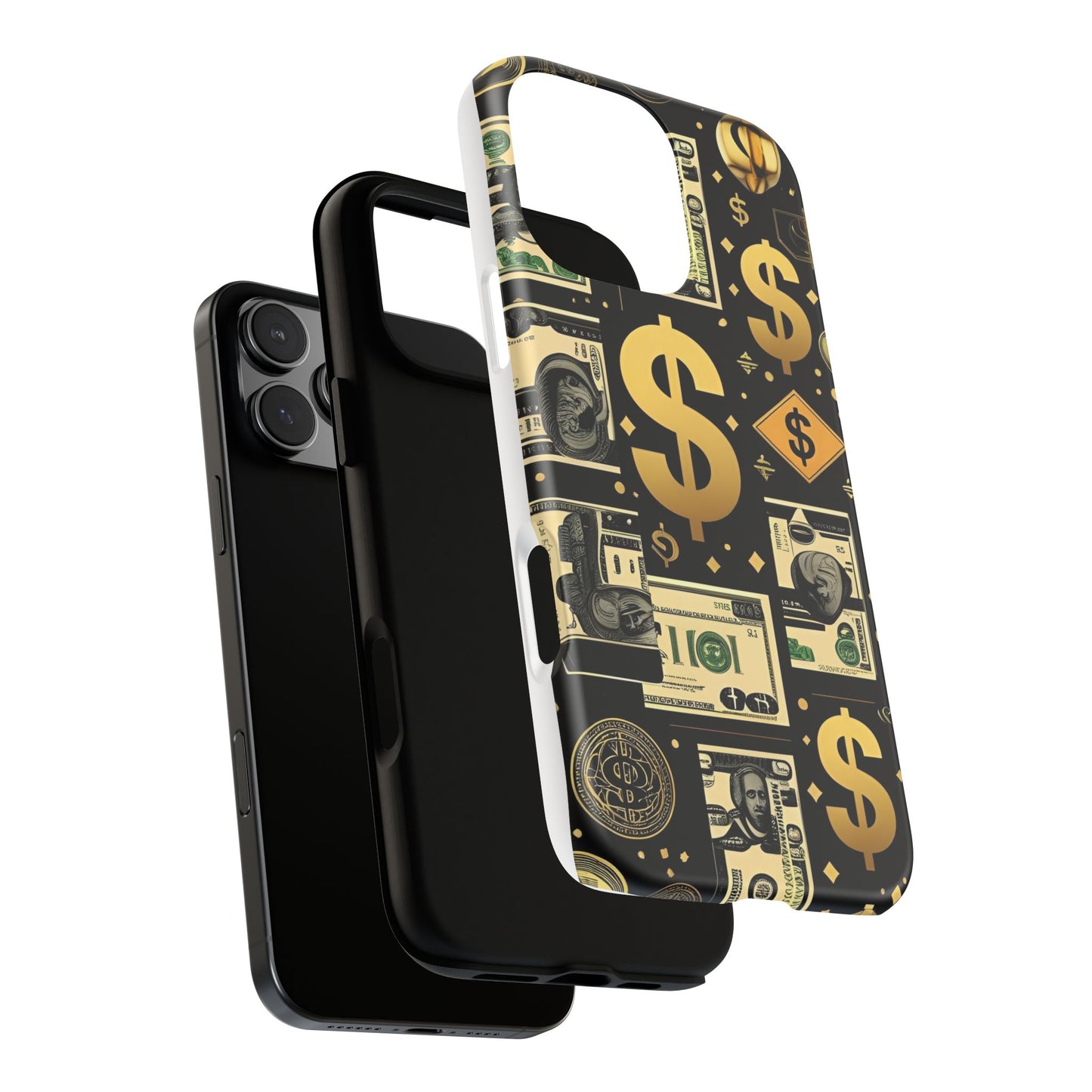 Phone Cases - Gold and Black Dollar Pattern for Luxury Streetwear Enthusiasts