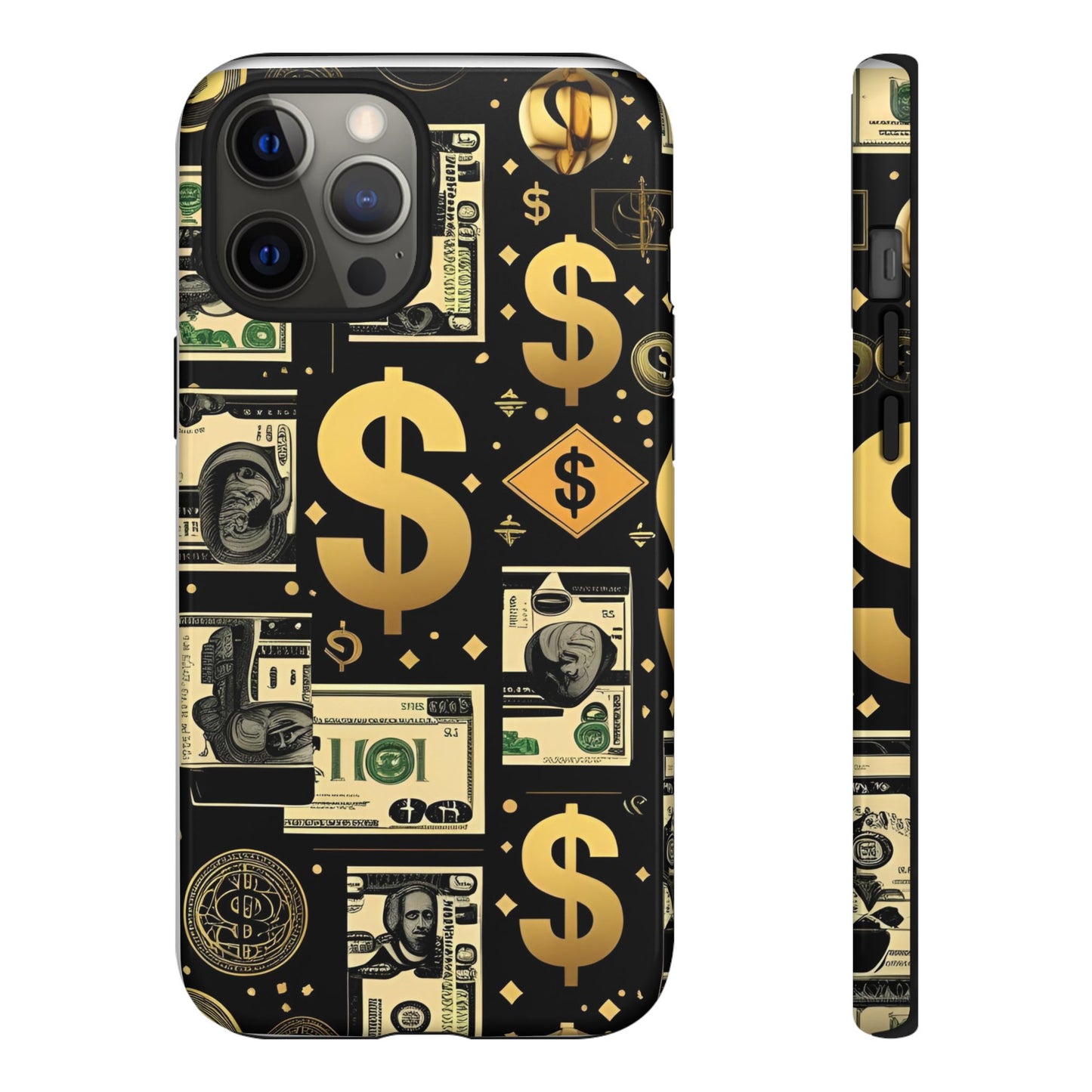 Phone Cases - Gold and Black Dollar Pattern for Luxury Streetwear Enthusiasts