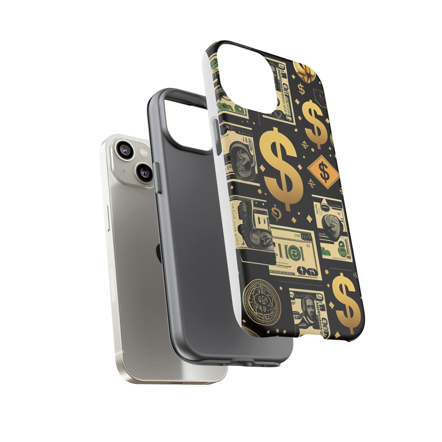 Phone Cases - Gold and Black Dollar Pattern for Luxury Streetwear Enthusiasts