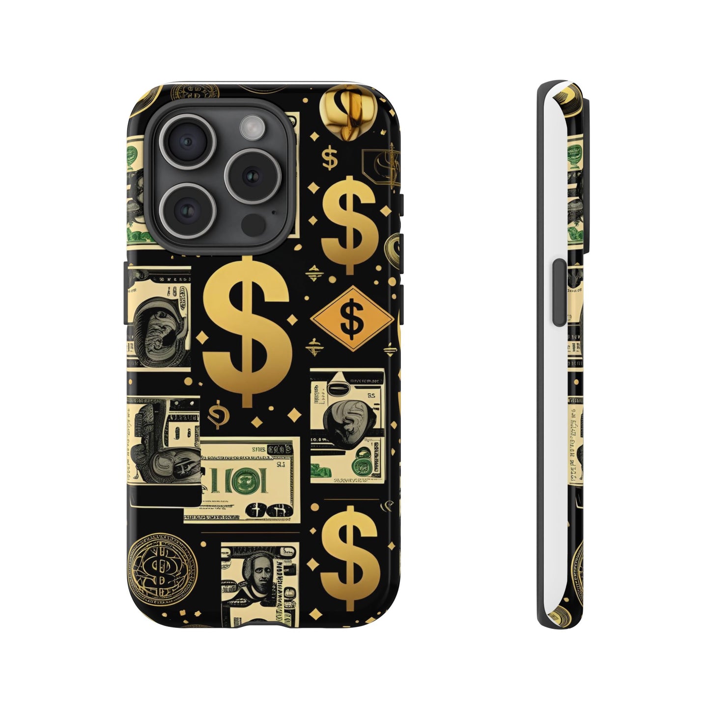Phone Cases - Gold and Black Dollar Pattern for Luxury Streetwear Enthusiasts