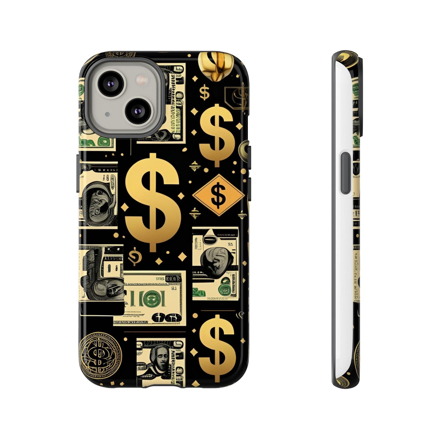 Phone Cases - Gold and Black Dollar Pattern for Luxury Streetwear Enthusiasts