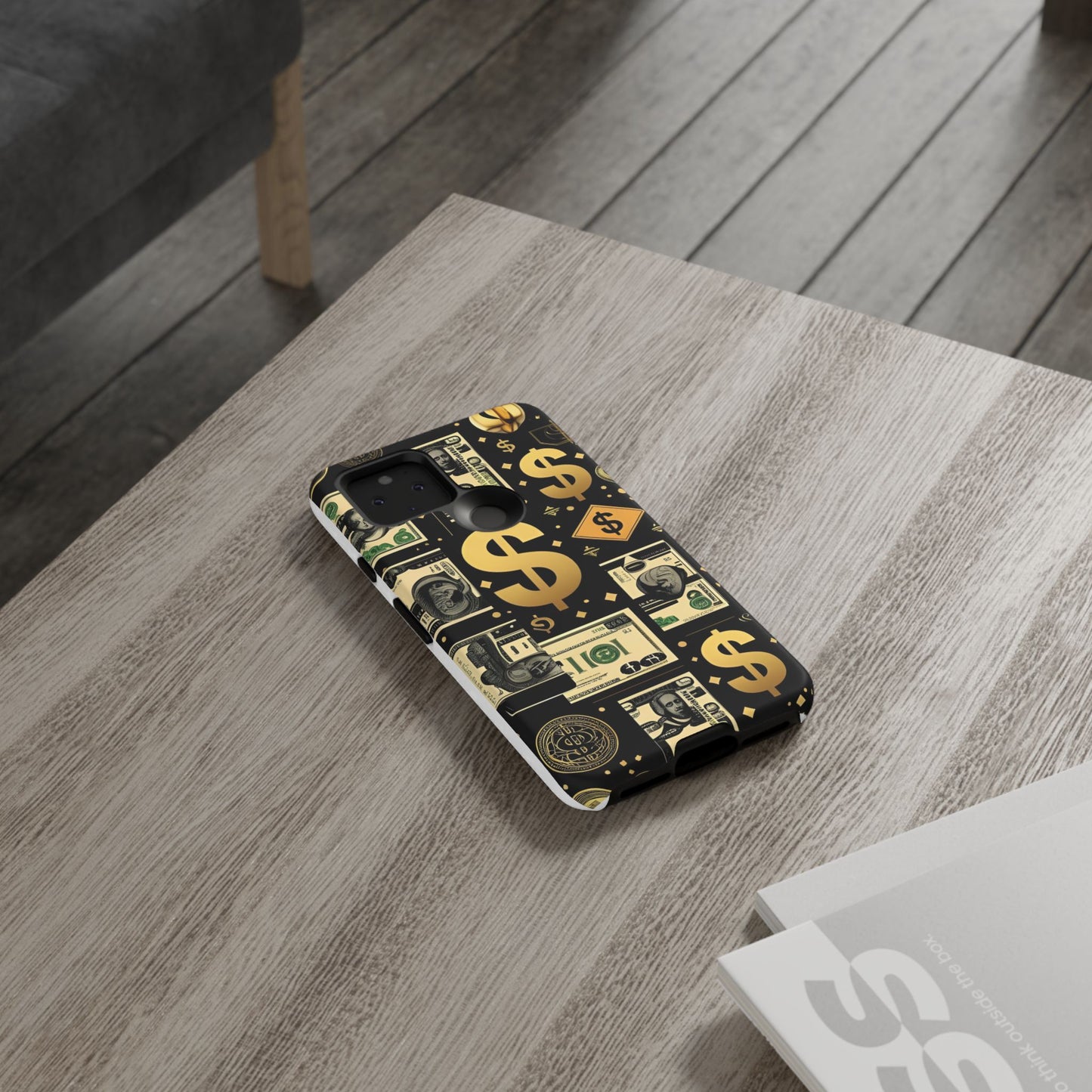 Phone Cases - Gold and Black Dollar Pattern for Luxury Streetwear Enthusiasts
