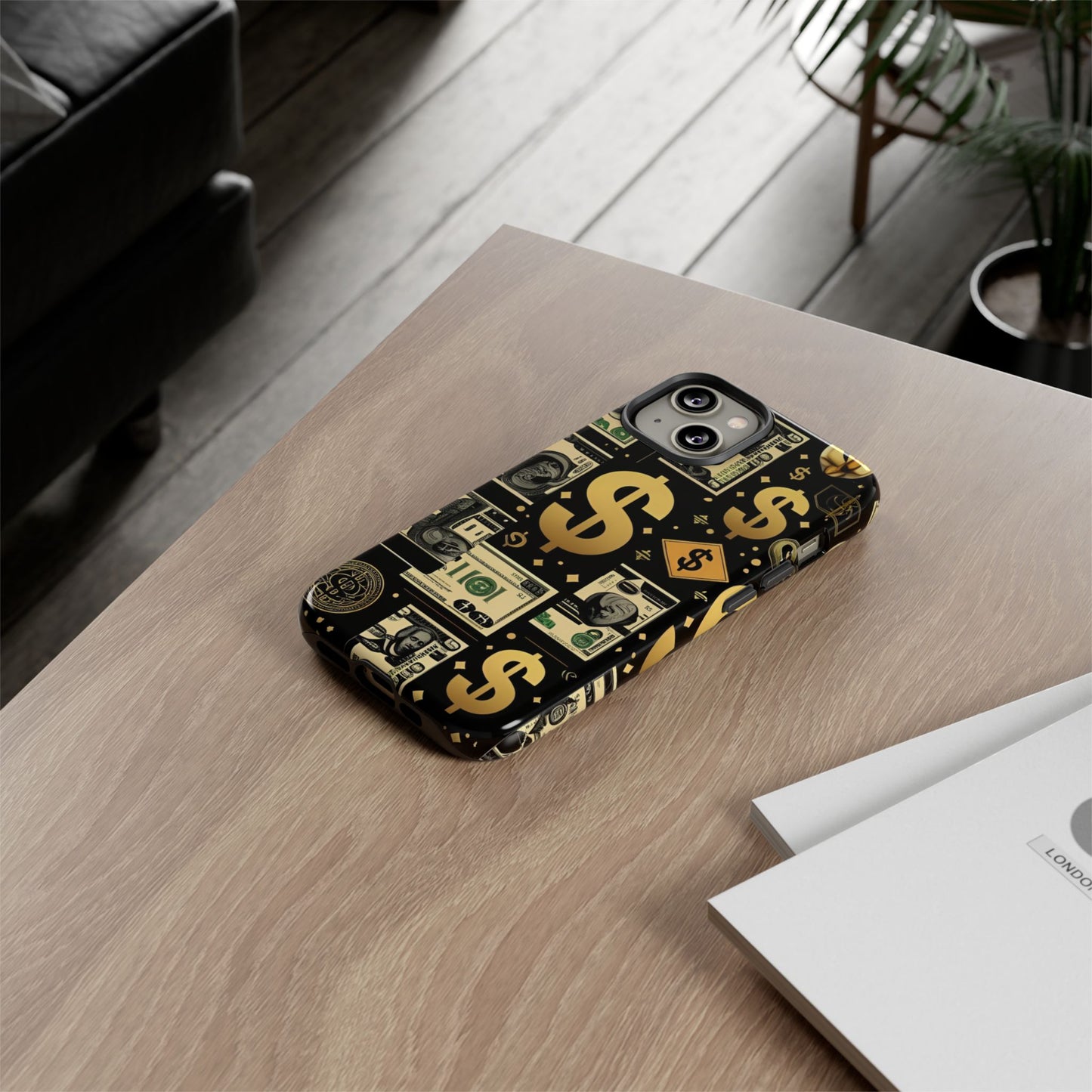 Phone Cases - Gold and Black Dollar Pattern for Luxury Streetwear Enthusiasts