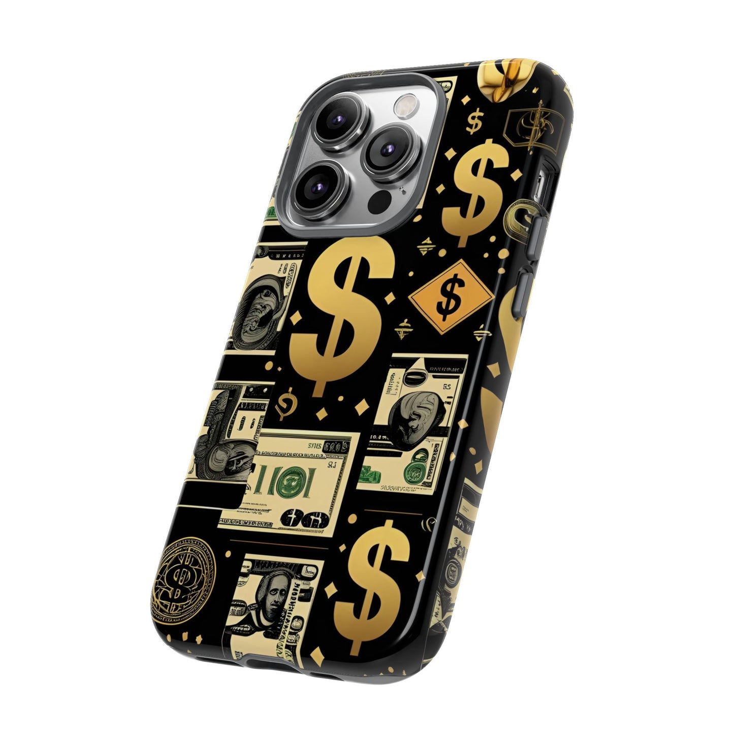 Phone Cases - Gold and Black Dollar Pattern for Luxury Streetwear Enthusiasts