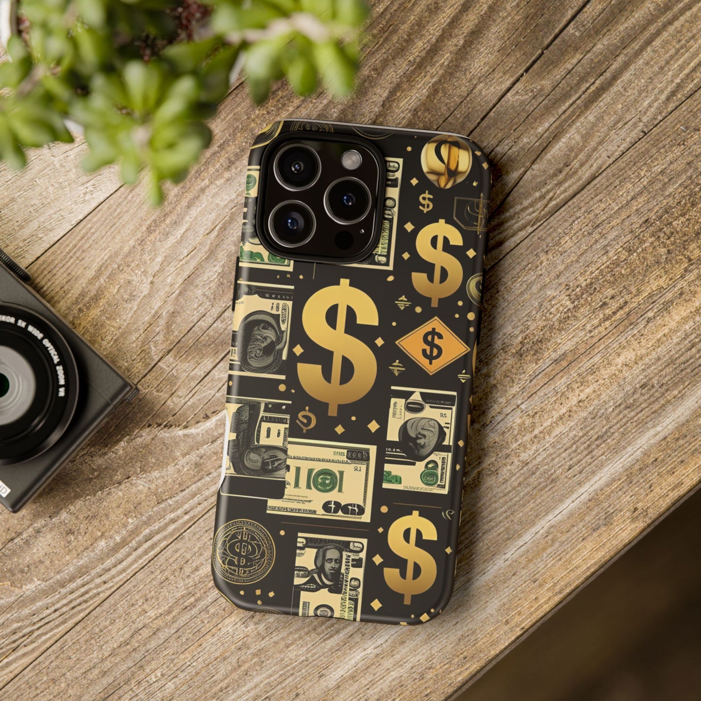 Phone Cases - Gold and Black Dollar Pattern for Luxury Streetwear Enthusiasts