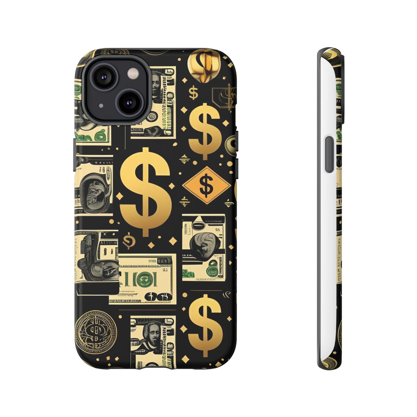 Phone Cases - Gold and Black Dollar Pattern for Luxury Streetwear Enthusiasts