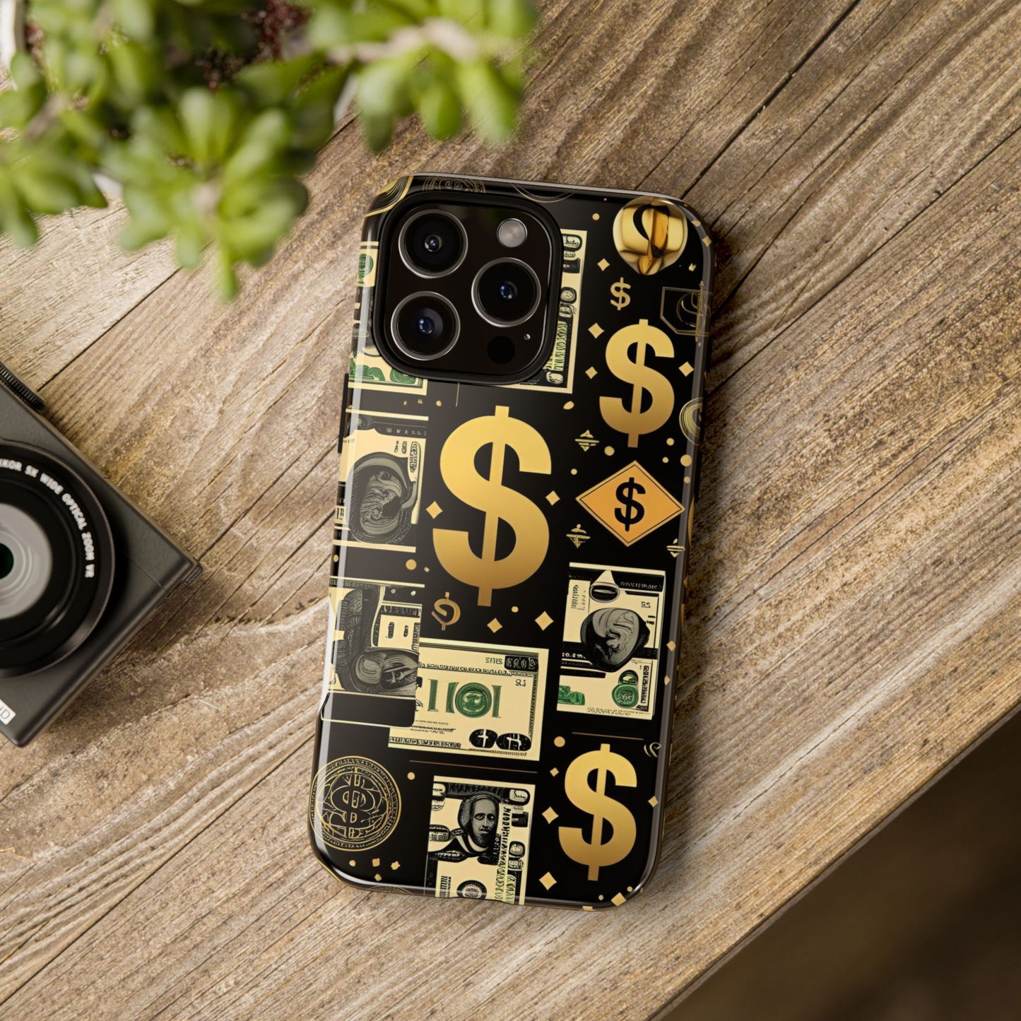 Phone Cases - Gold and Black Dollar Pattern for Luxury Streetwear Enthusiasts