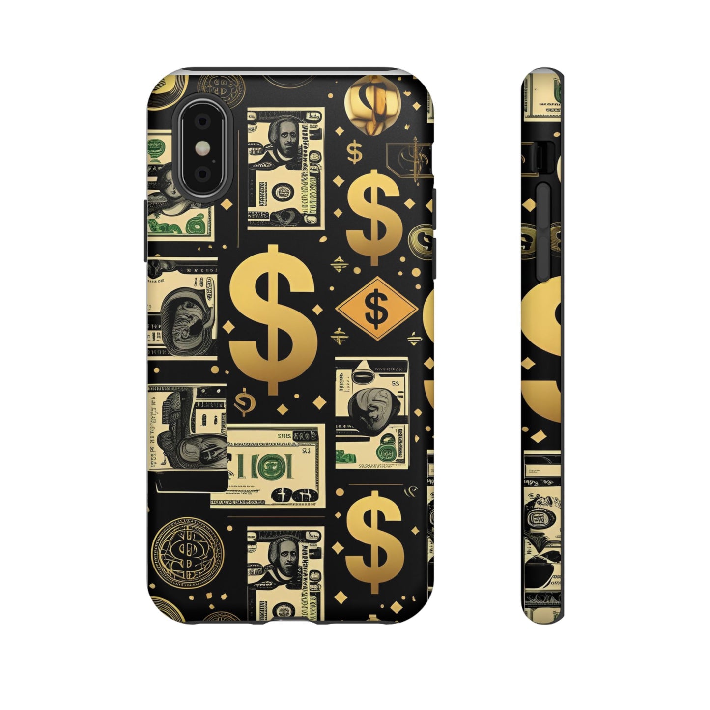 Phone Cases - Gold and Black Dollar Pattern for Luxury Streetwear Enthusiasts