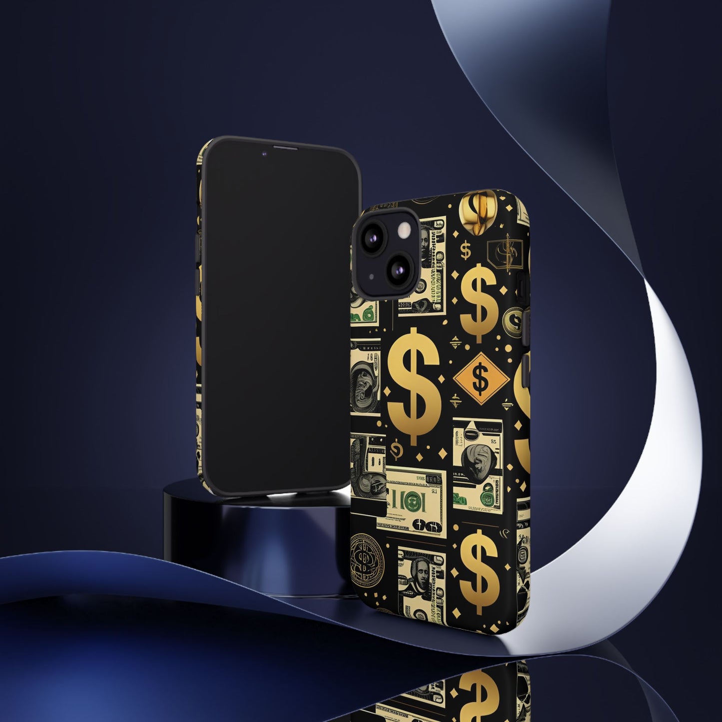 Phone Cases - Gold and Black Dollar Pattern for Luxury Streetwear Enthusiasts