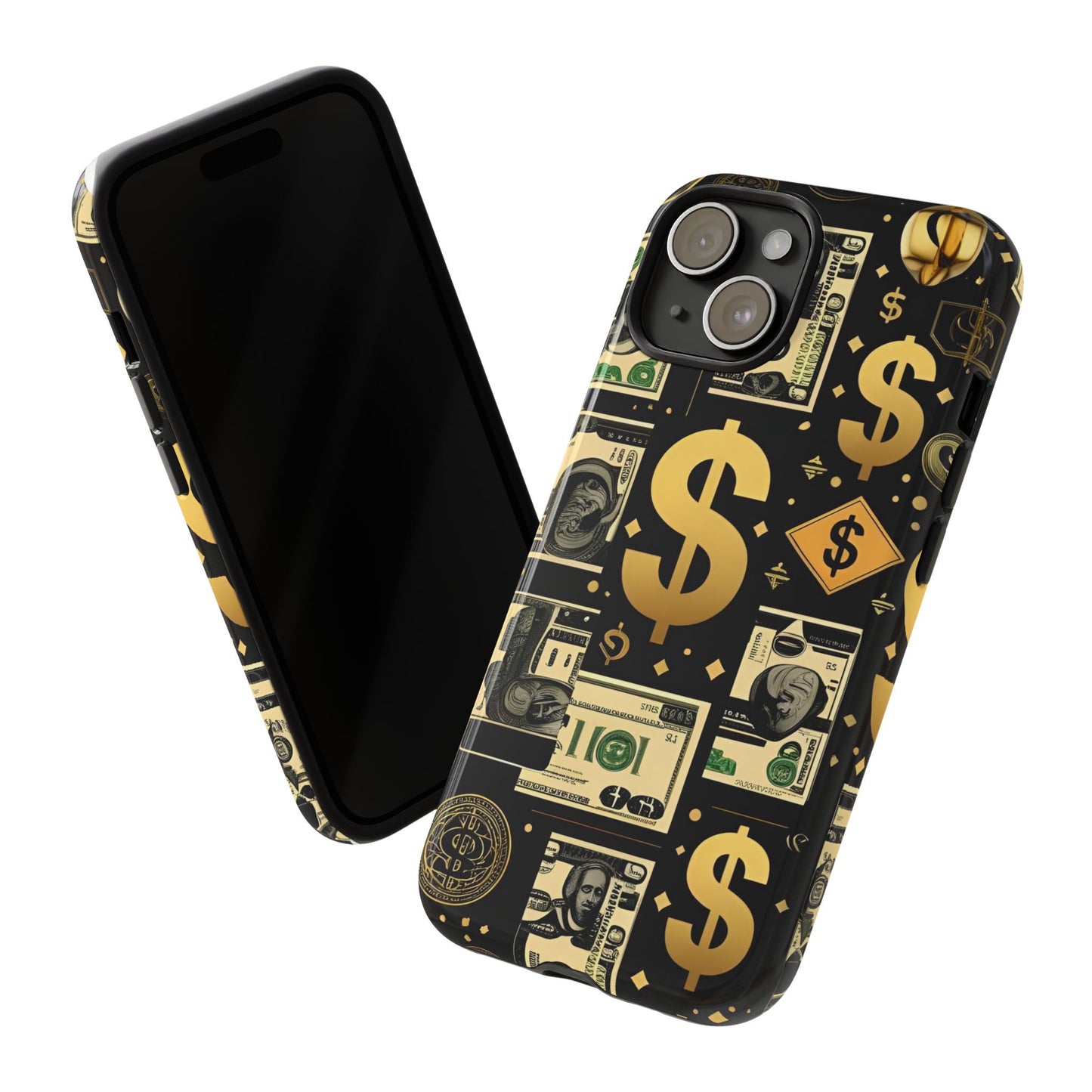 Phone Cases - Gold and Black Dollar Pattern for Luxury Streetwear Enthusiasts