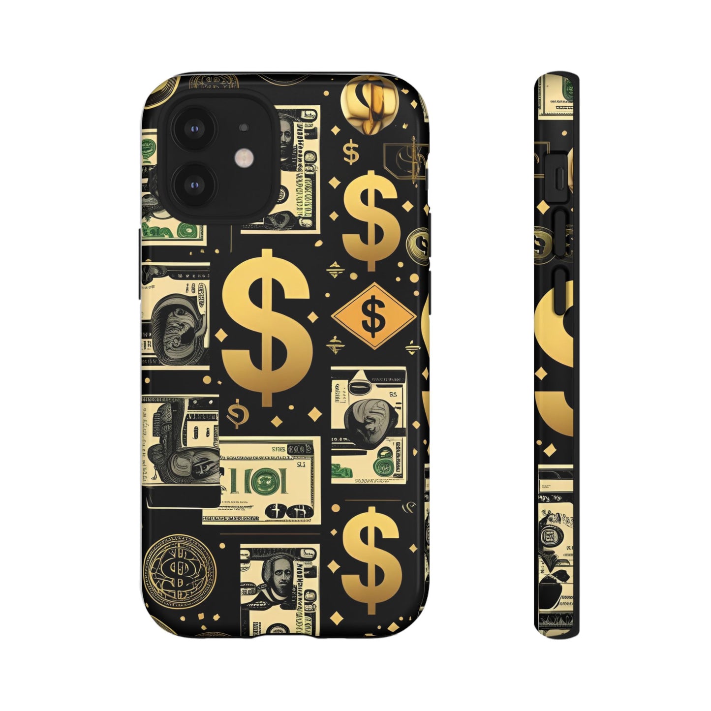 Phone Cases - Gold and Black Dollar Pattern for Luxury Streetwear Enthusiasts