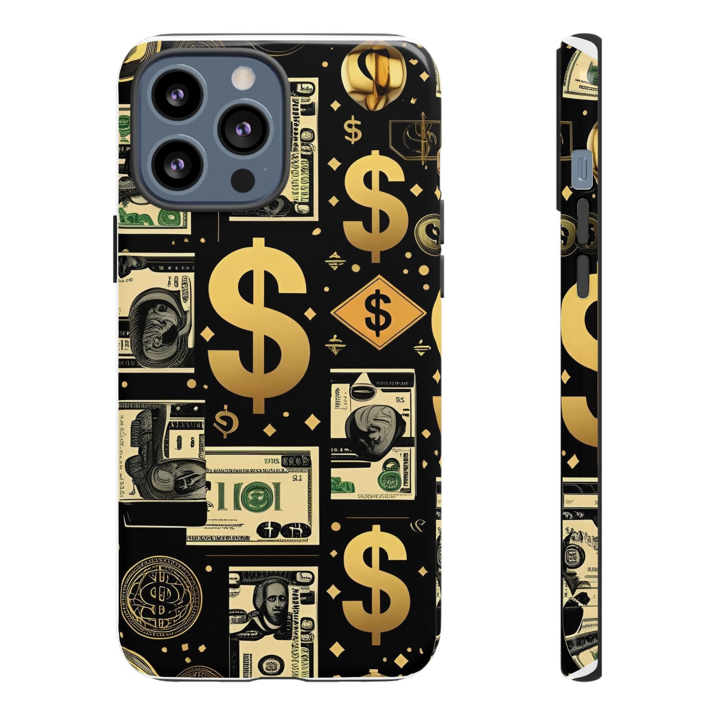 Phone Cases - Gold and Black Dollar Pattern for Luxury Streetwear Enthusiasts