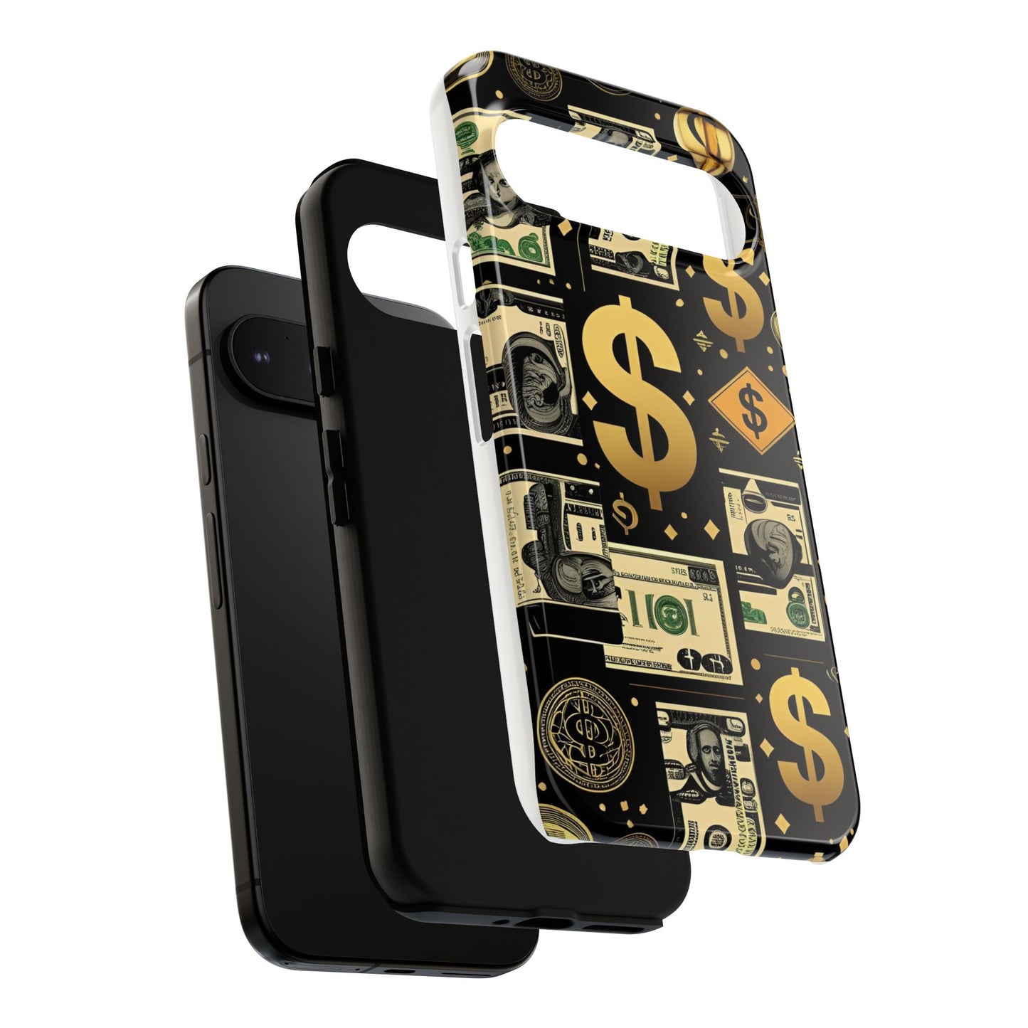 Phone Cases - Gold and Black Dollar Pattern for Luxury Streetwear Enthusiasts