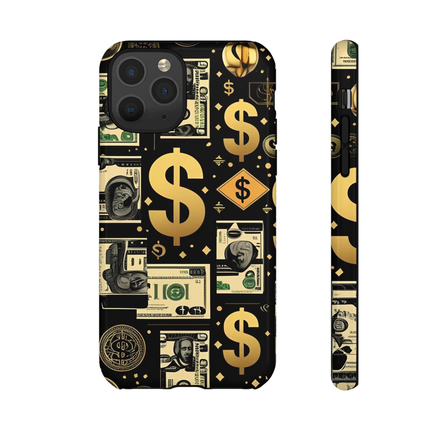 Phone Cases - Gold and Black Dollar Pattern for Luxury Streetwear Enthusiasts