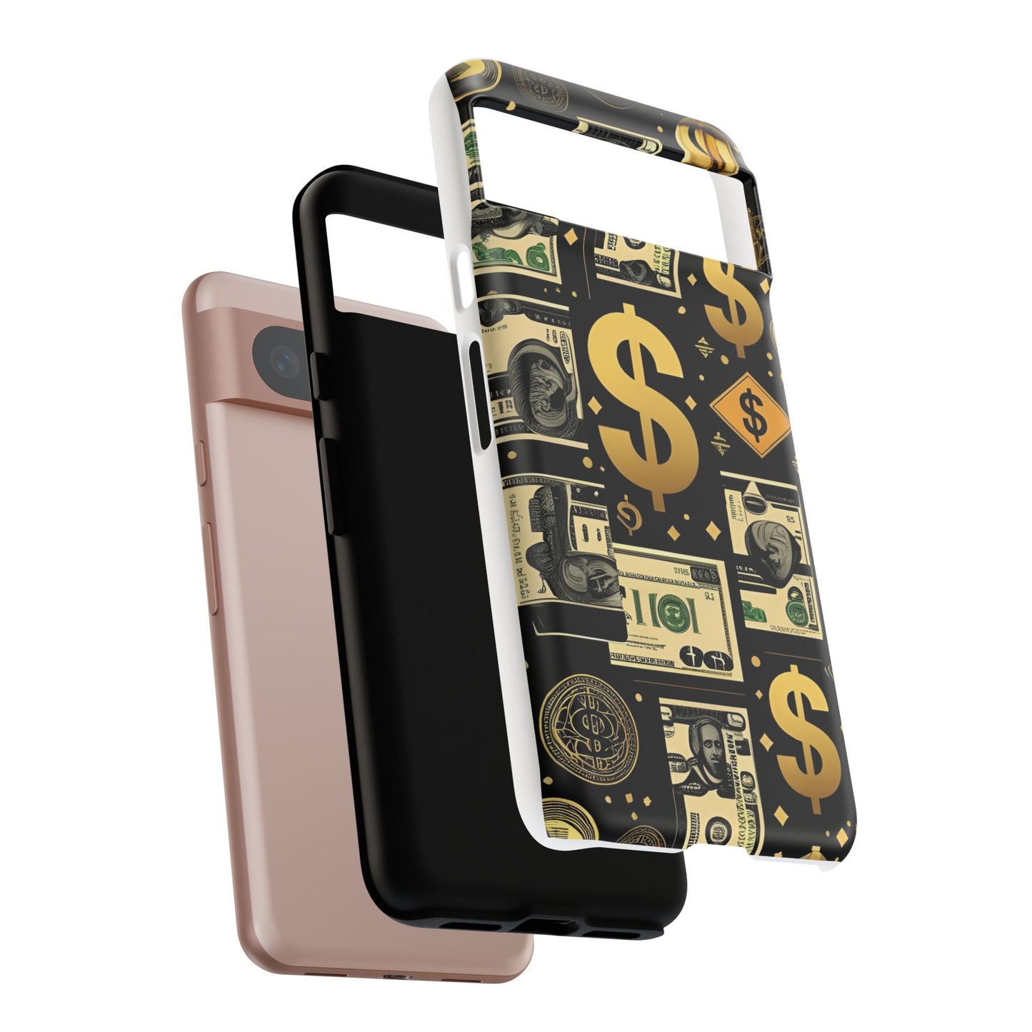 Phone Cases - Gold and Black Dollar Pattern for Luxury Streetwear Enthusiasts