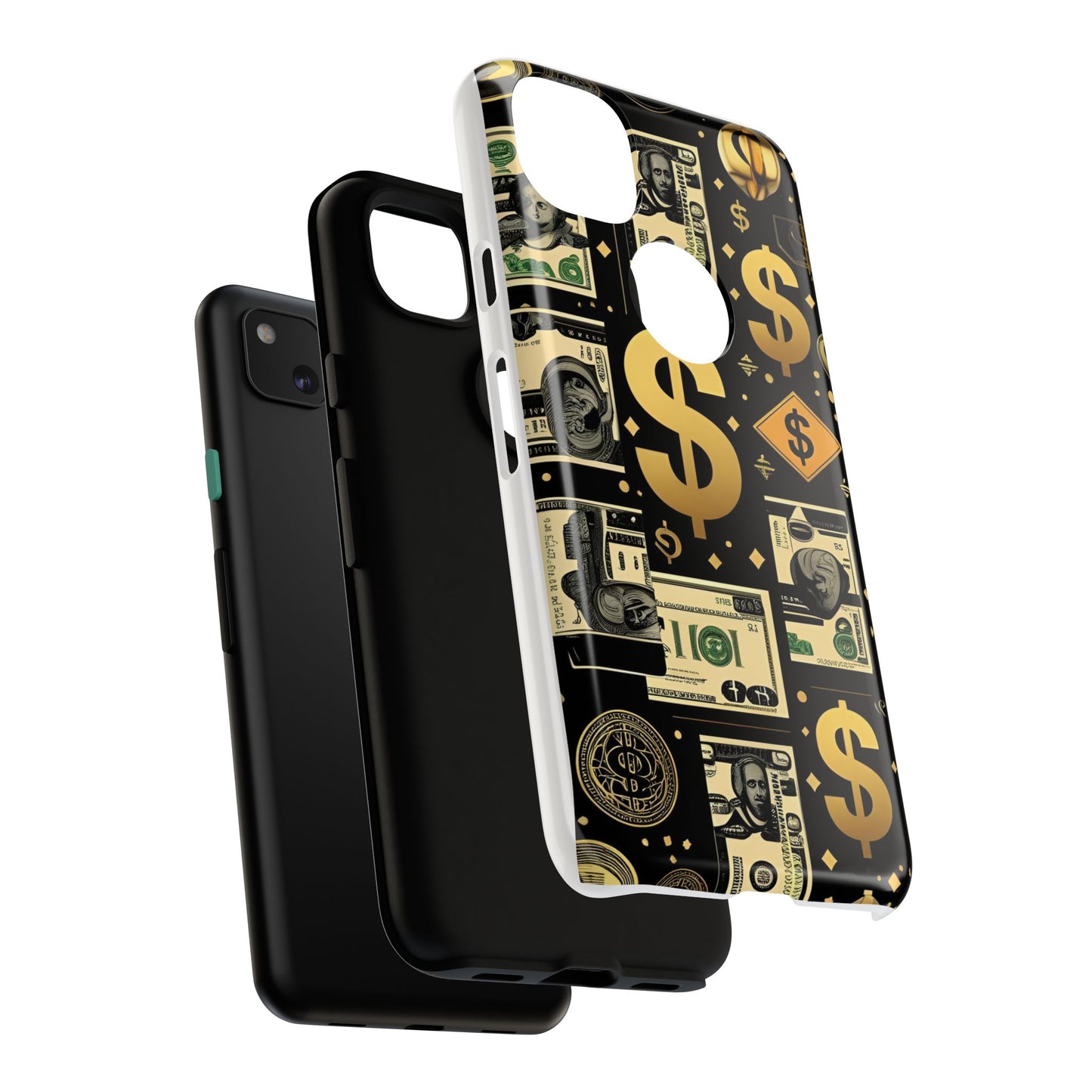 Phone Cases - Gold and Black Dollar Pattern for Luxury Streetwear Enthusiasts