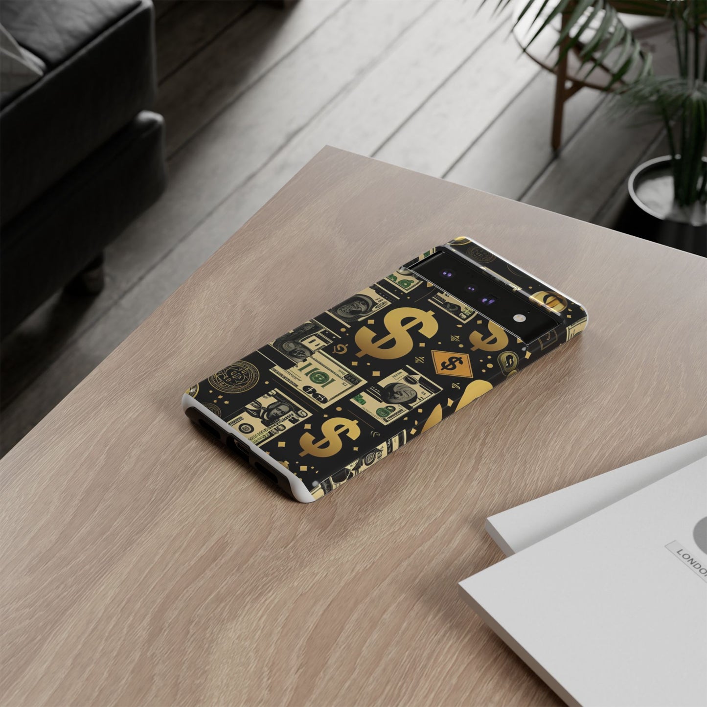 Phone Cases - Gold and Black Dollar Pattern for Luxury Streetwear Enthusiasts