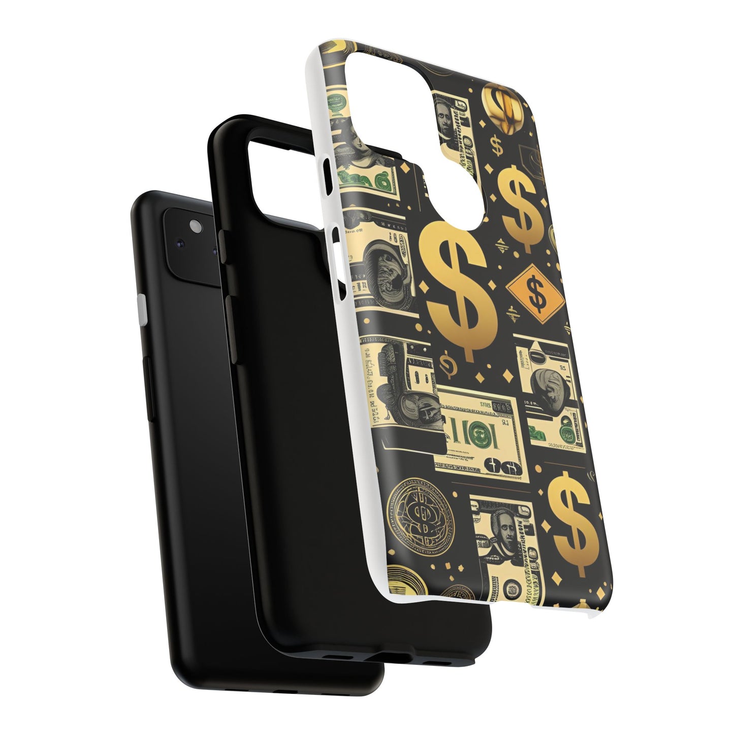 Phone Cases - Gold and Black Dollar Pattern for Luxury Streetwear Enthusiasts
