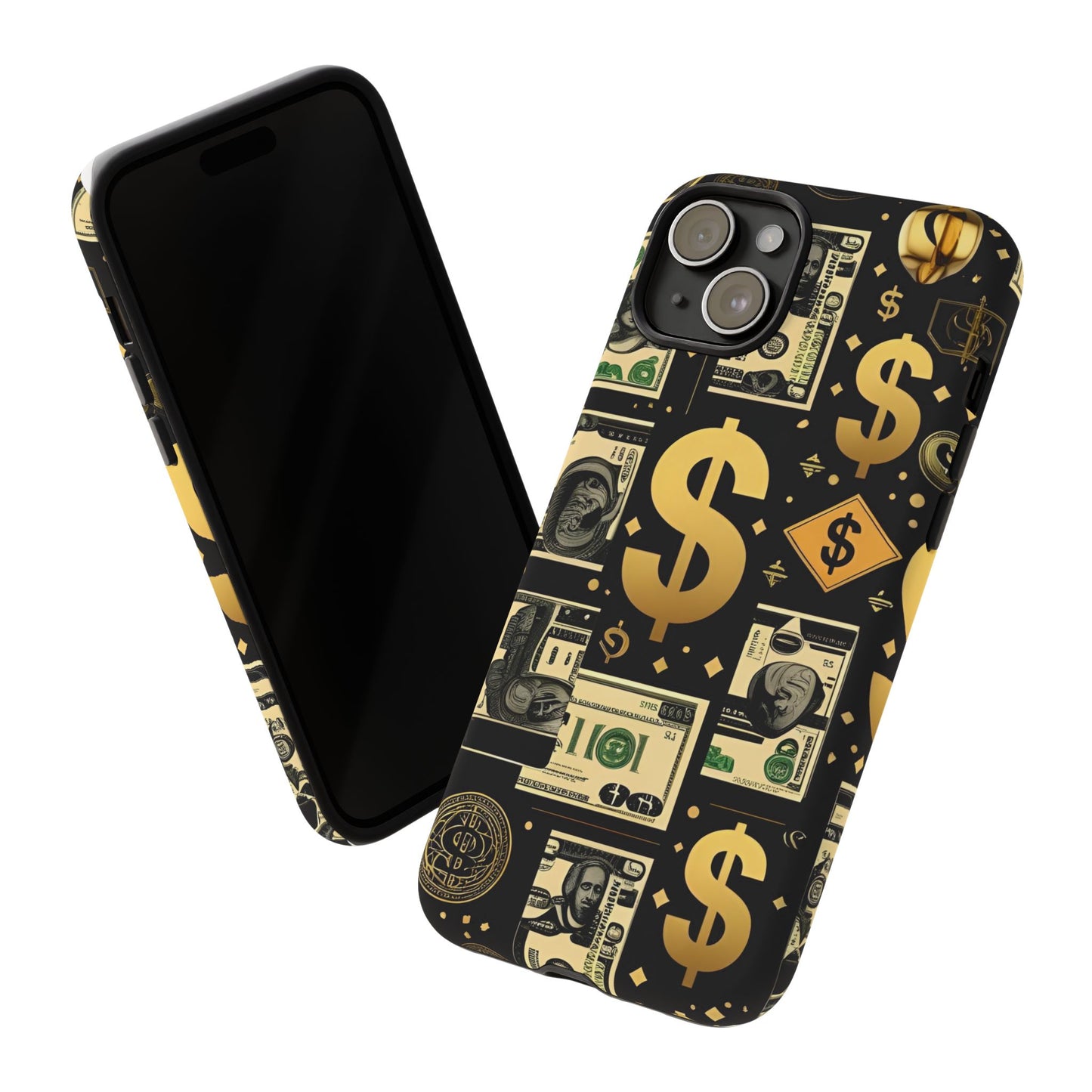Phone Cases - Gold and Black Dollar Pattern for Luxury Streetwear Enthusiasts