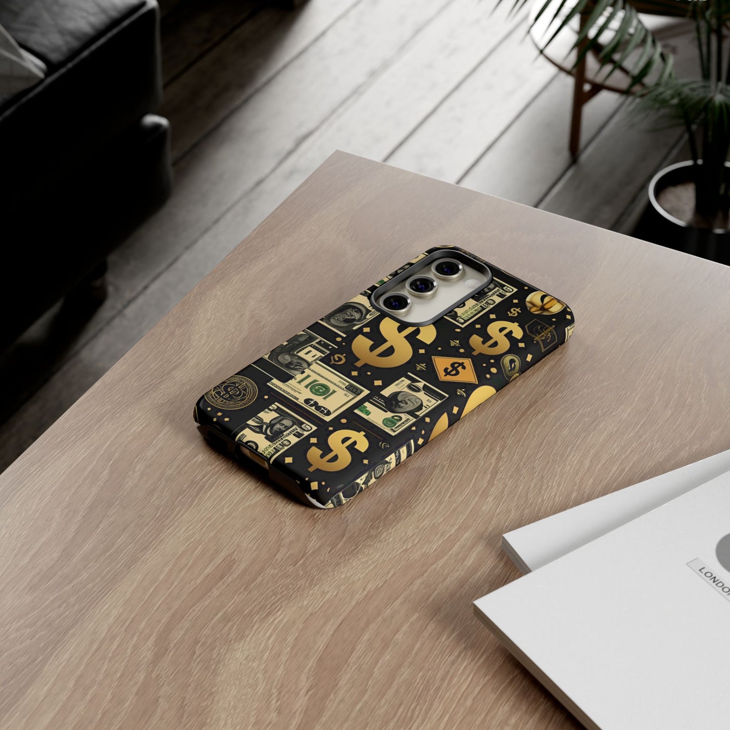 Phone Cases - Gold and Black Dollar Pattern for Luxury Streetwear Enthusiasts