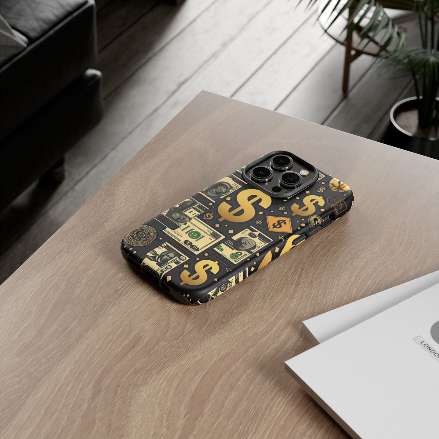 Phone Cases - Gold and Black Dollar Pattern for Luxury Streetwear Enthusiasts
