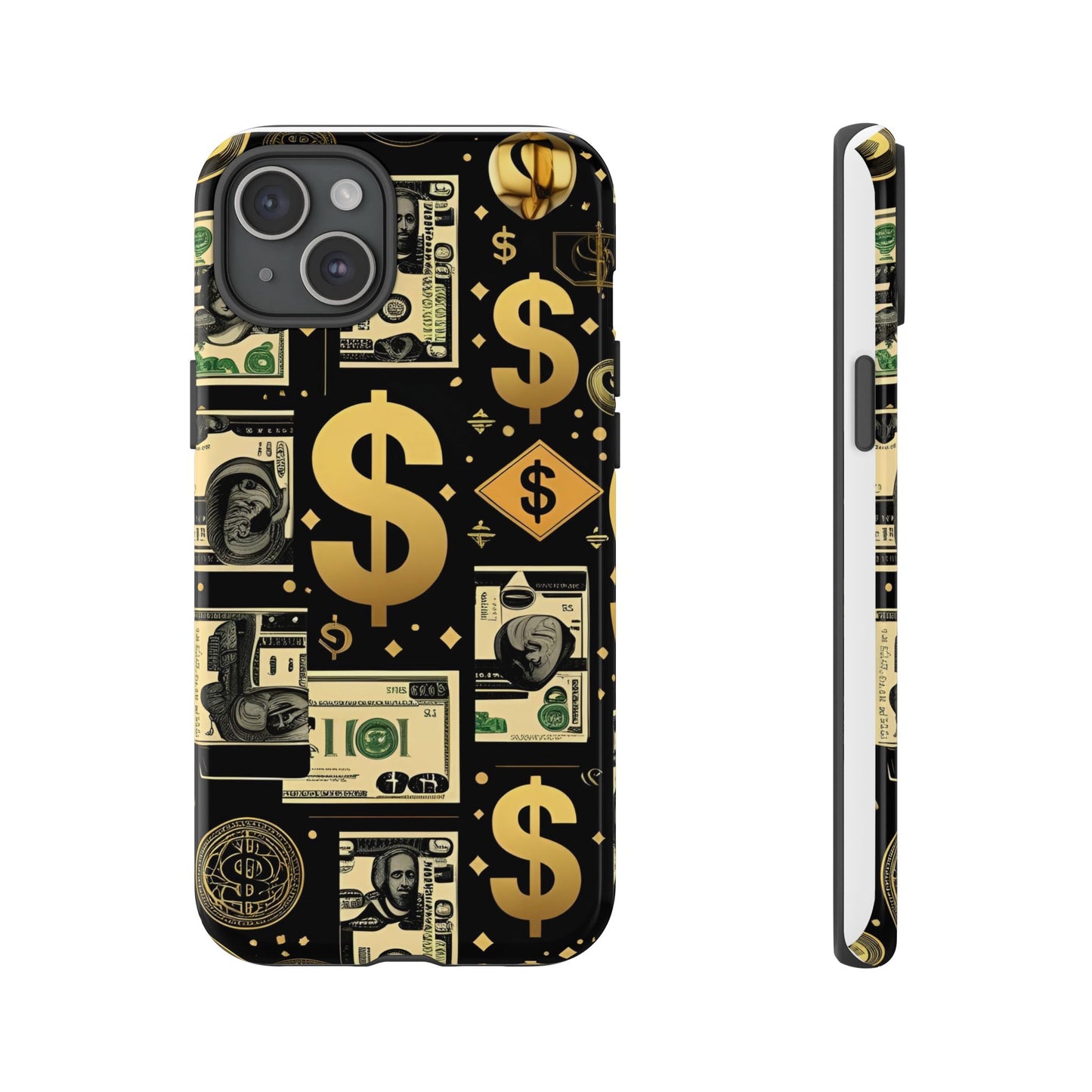 Phone Cases - Gold and Black Dollar Pattern for Luxury Streetwear Enthusiasts