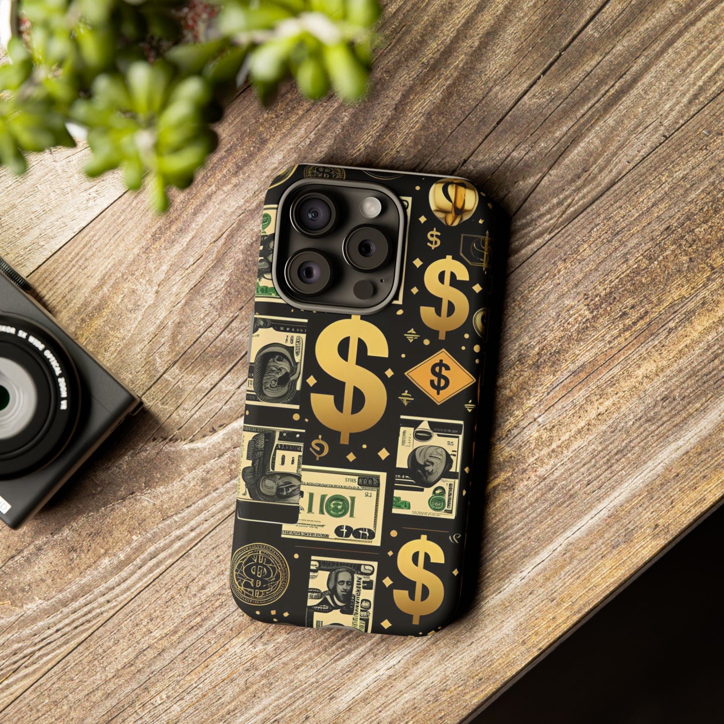 Phone Cases - Gold and Black Dollar Pattern for Luxury Streetwear Enthusiasts