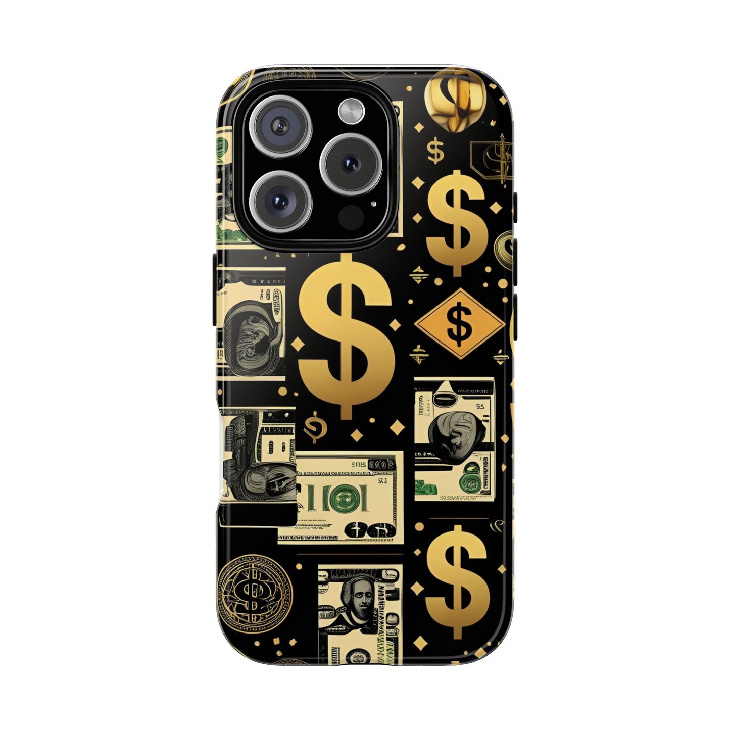 Phone Cases - Gold and Black Dollar Pattern for Luxury Streetwear Enthusiasts