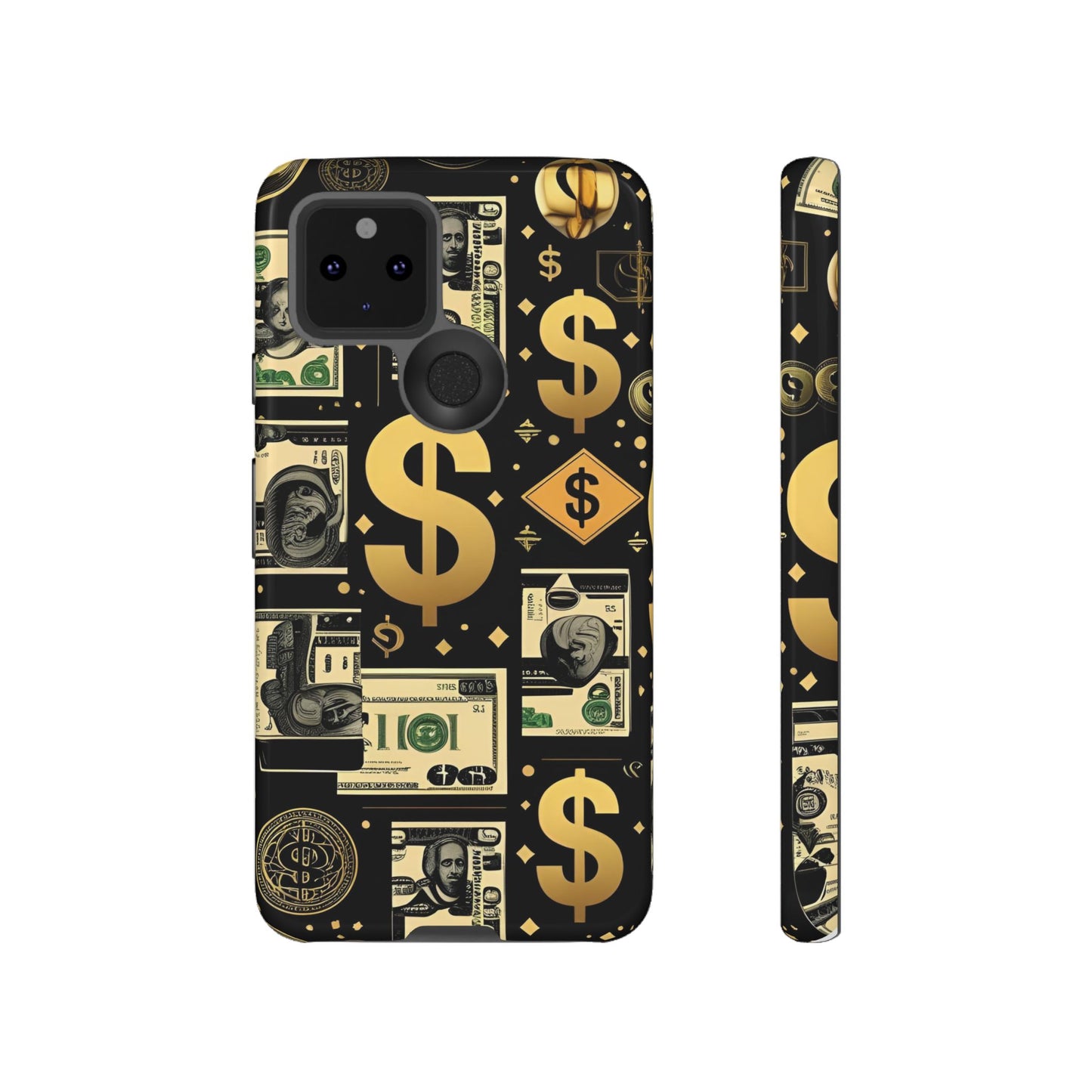 Phone Cases - Gold and Black Dollar Pattern for Luxury Streetwear Enthusiasts