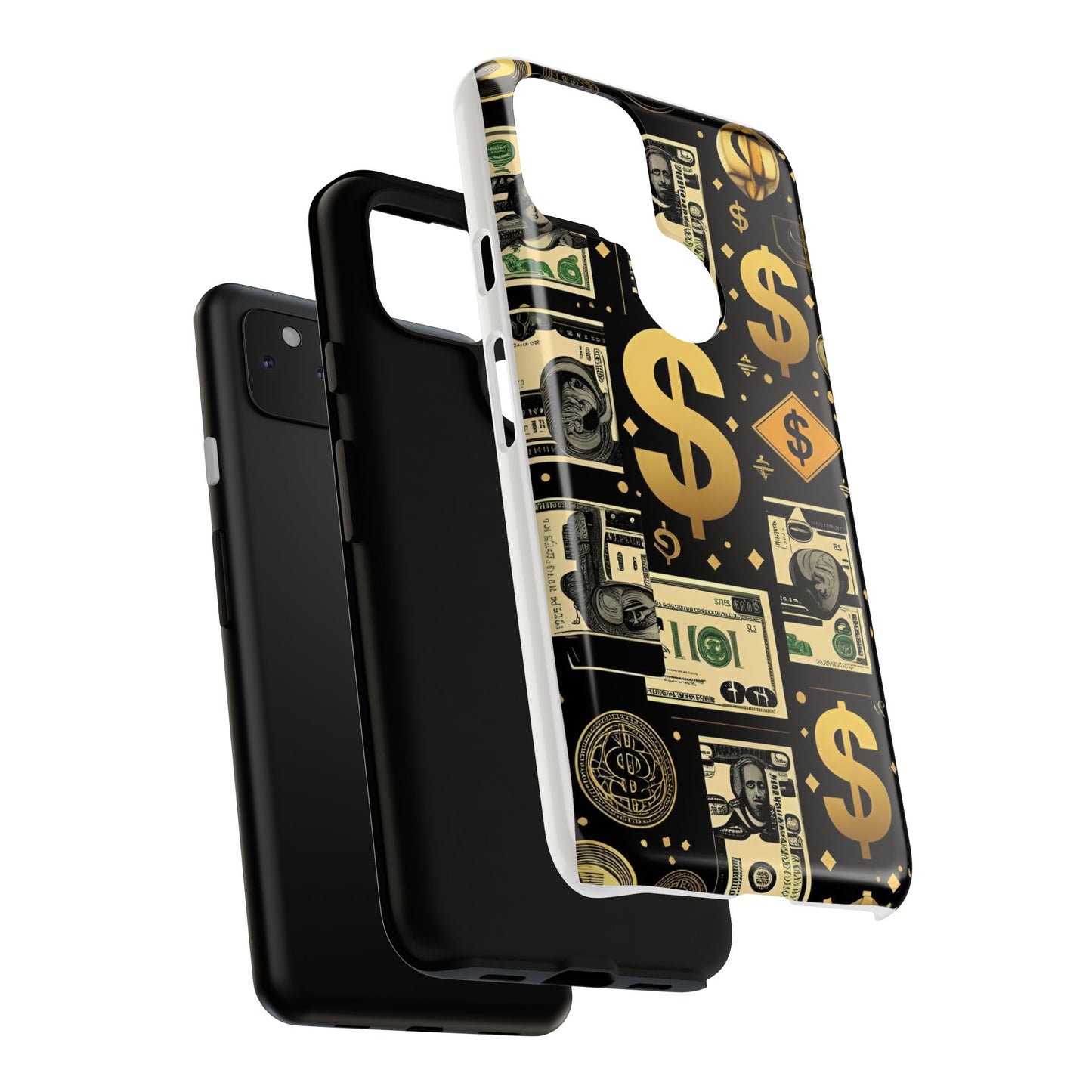 Phone Cases - Gold and Black Dollar Pattern for Luxury Streetwear Enthusiasts