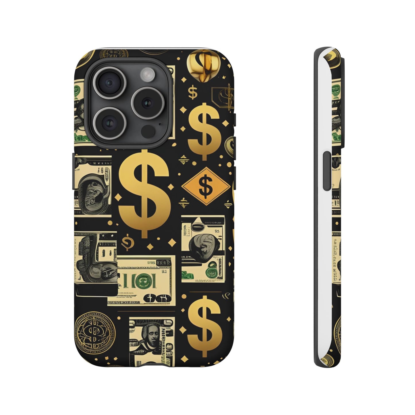 Phone Cases - Gold and Black Dollar Pattern for Luxury Streetwear Enthusiasts